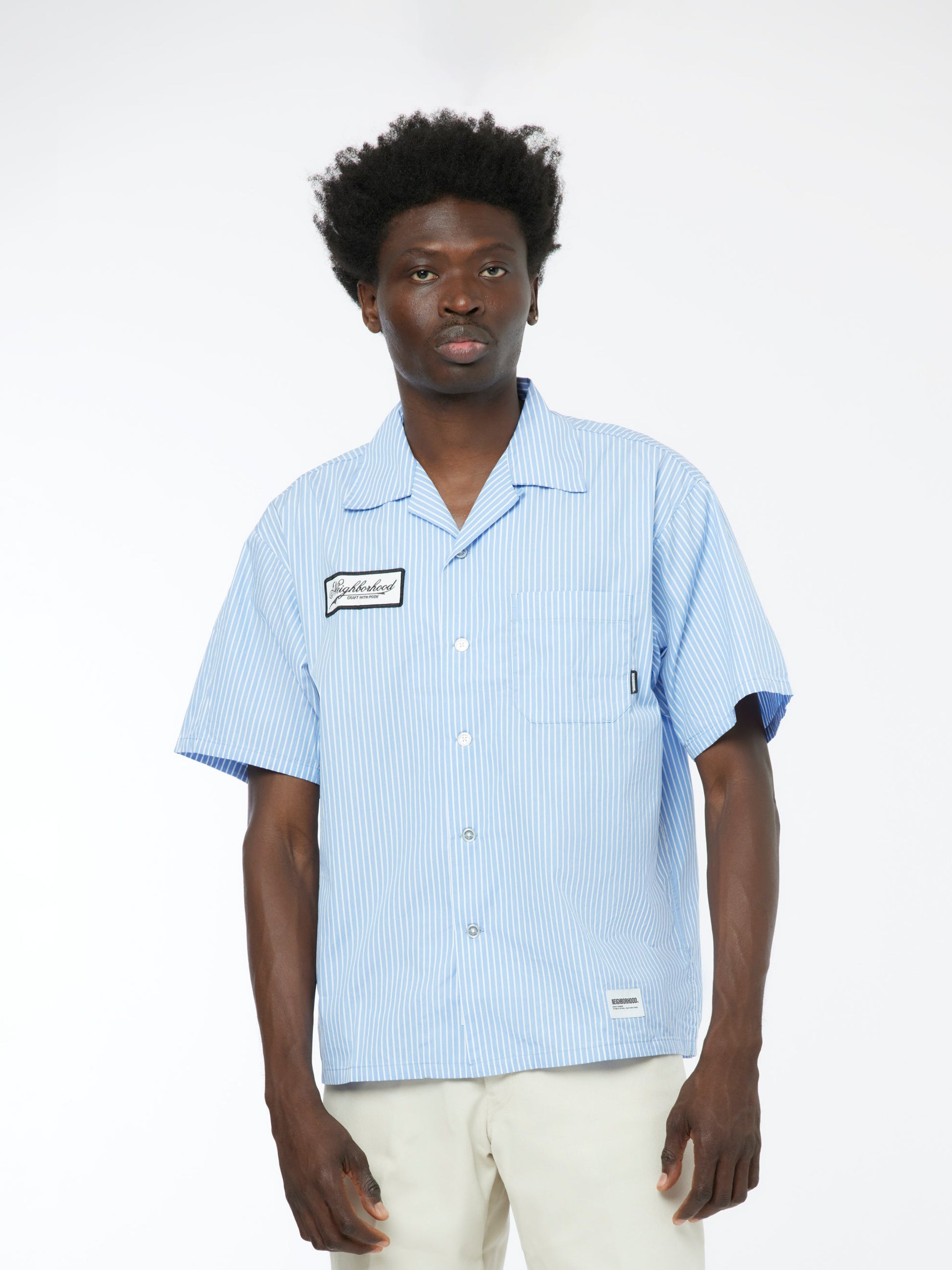 Neighborhood Stripe SS Work Shirt (Blue) - UNION LOS ANGELES