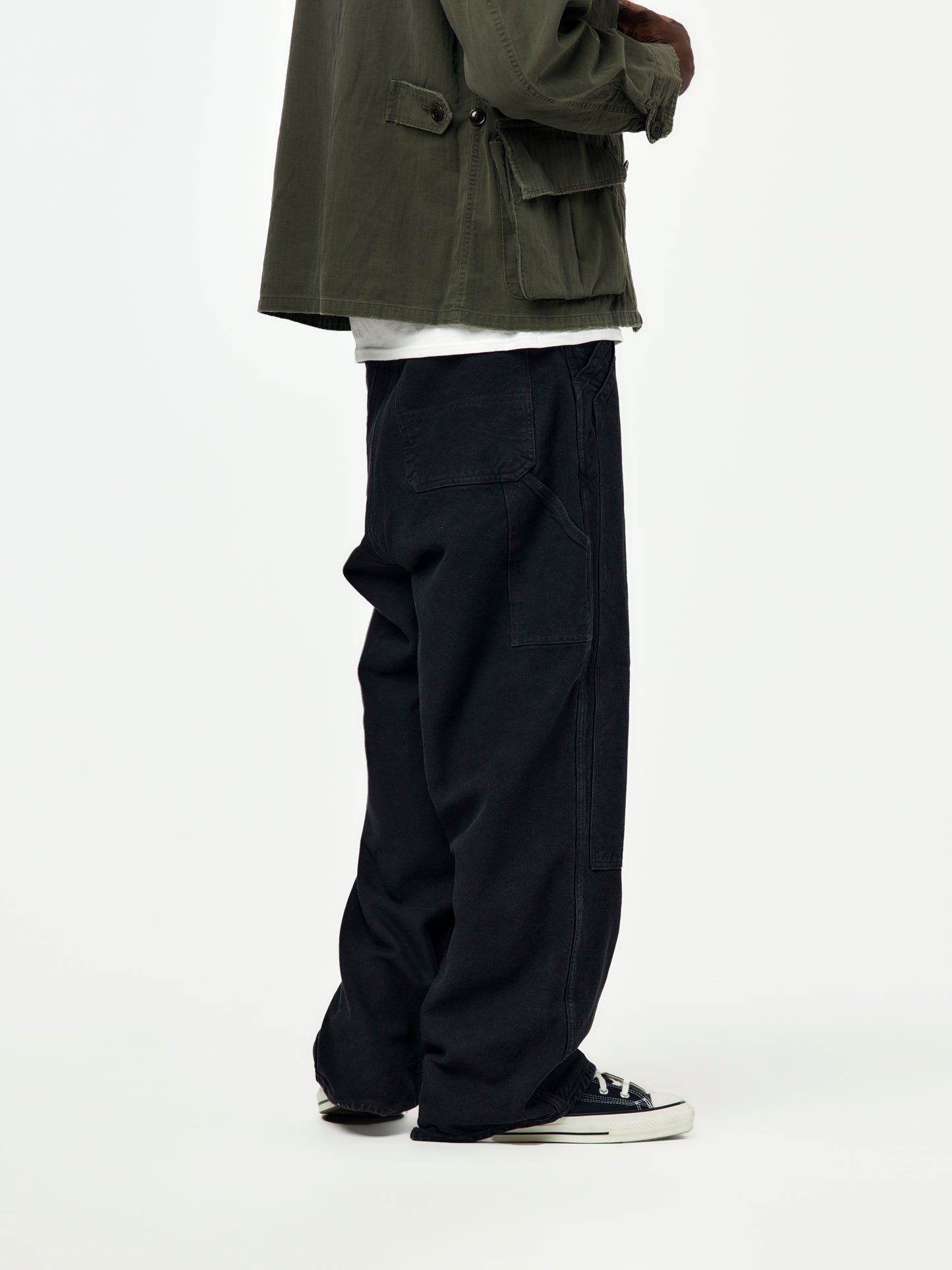 Vintage Silk Hemp Double Knee Pants (Black)