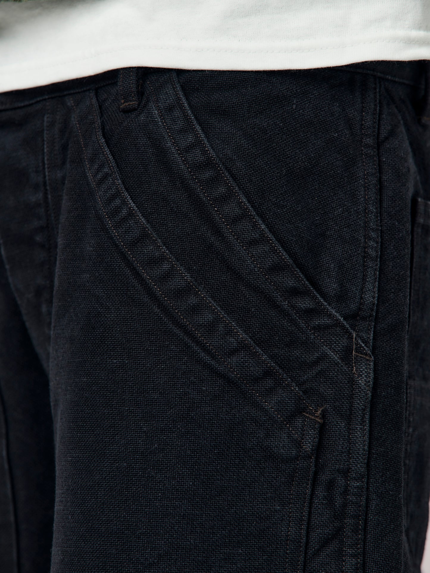 Vintage Silk Hemp Double Knee Pants (Black)