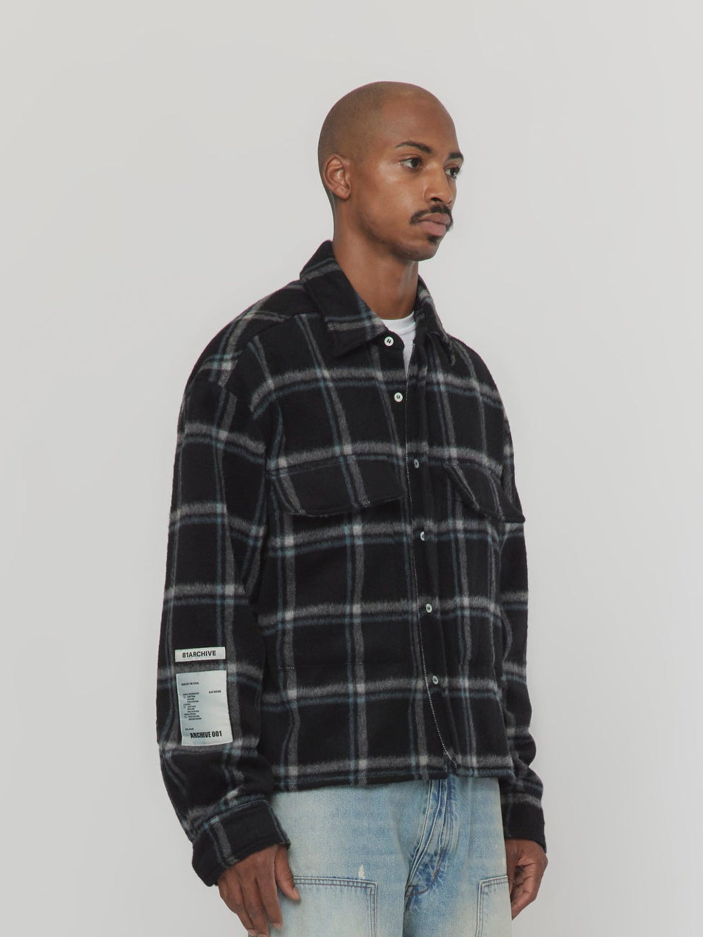 FLAP POCKET SHIRT (Black Plaid)