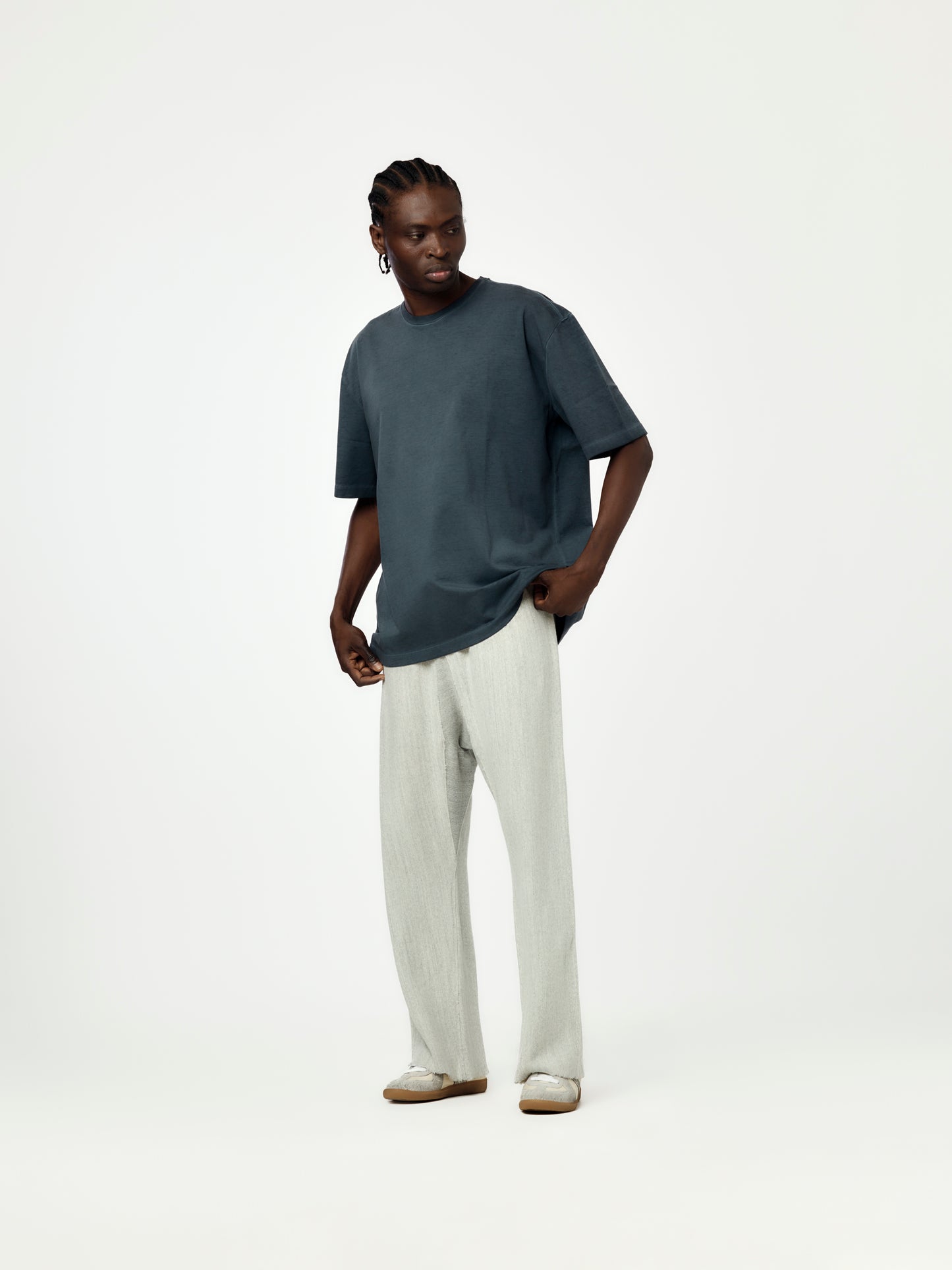 Recarded Yarn Fleece Pants (Grey Melange)