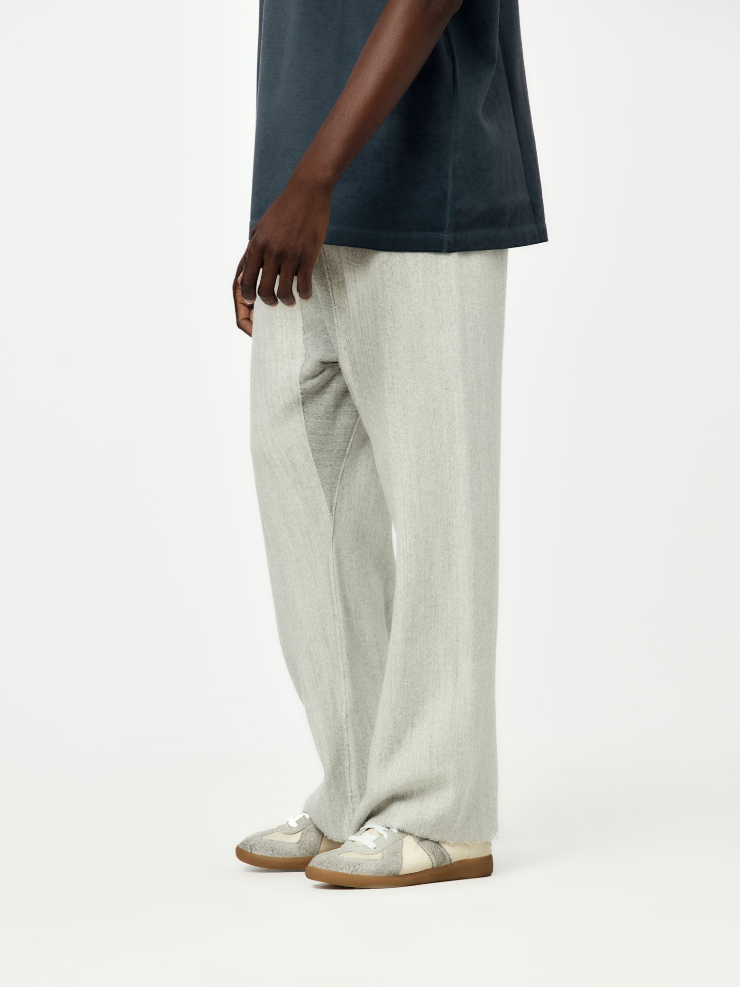 Recarded Yarn Fleece Pants (Grey Melange)