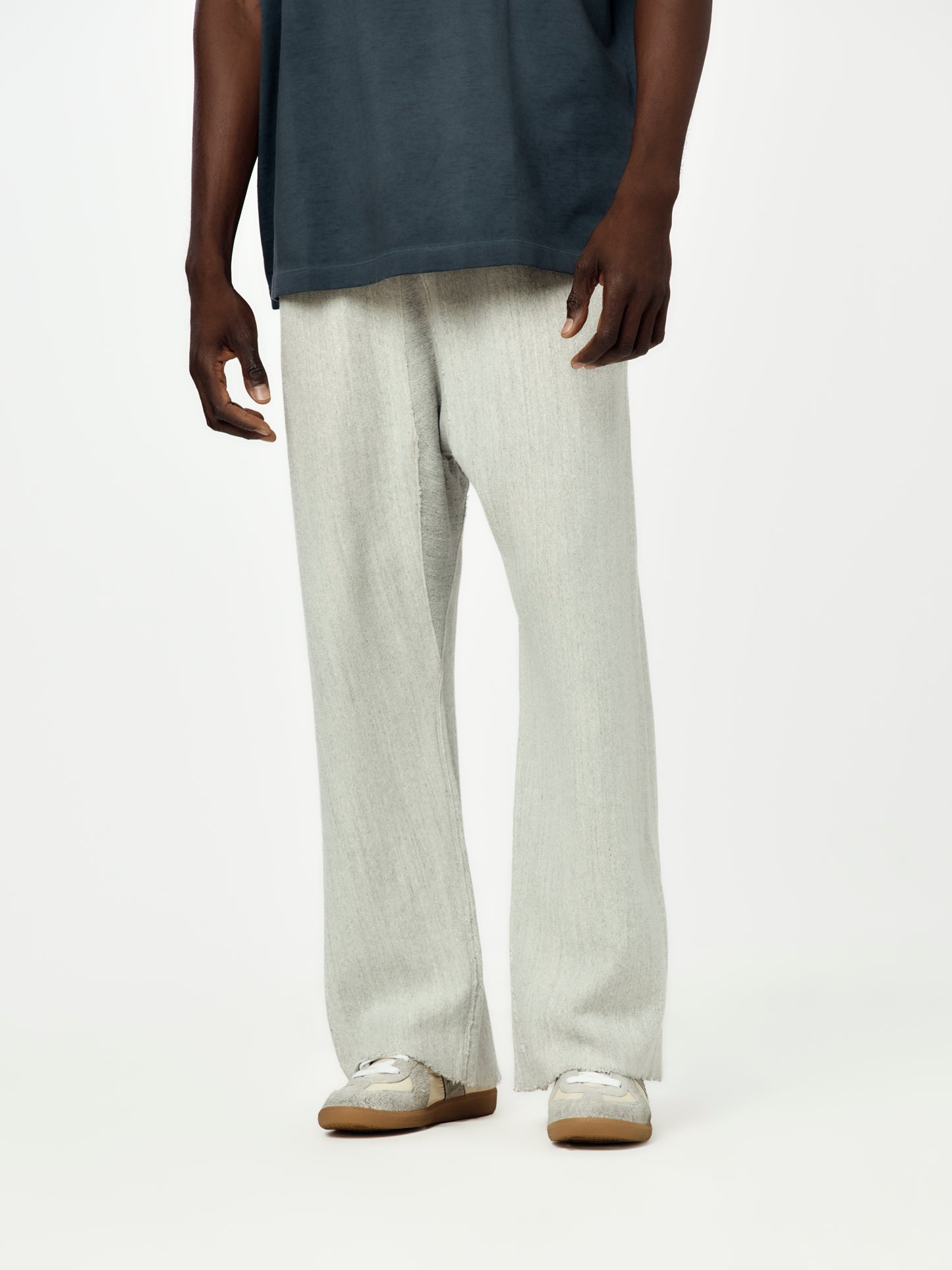 Recarded Yarn Fleece Pants (Grey Melange)
