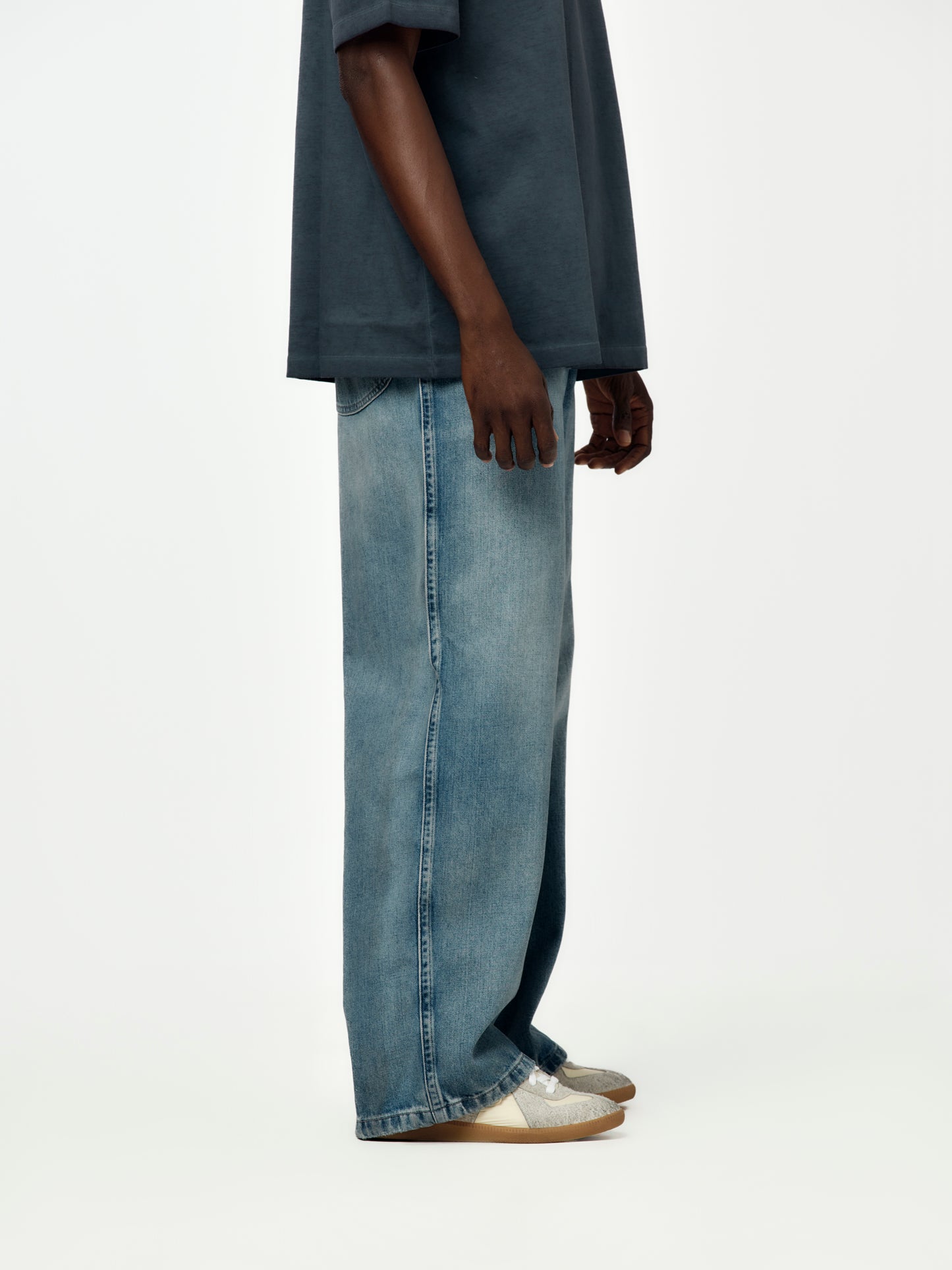 Cropped Japanese Denim Pants (Light Blue)