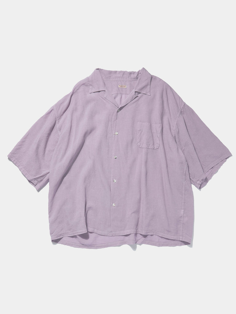 Soft Linen Open Collar BIG Shirt (Lavender)