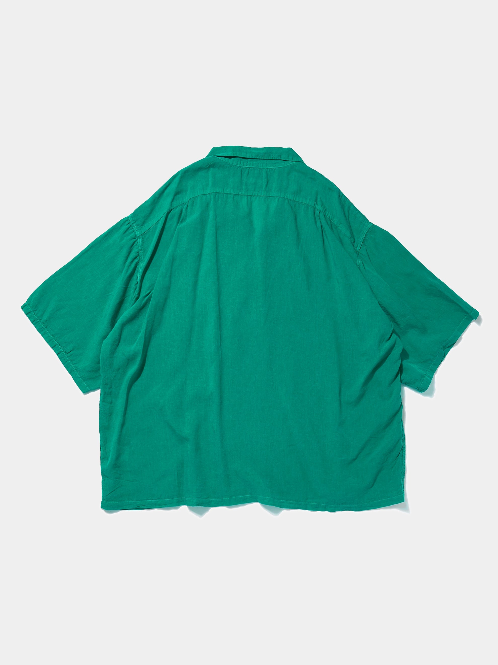 Soft Linen Open Collar BIG Shirt (Green)