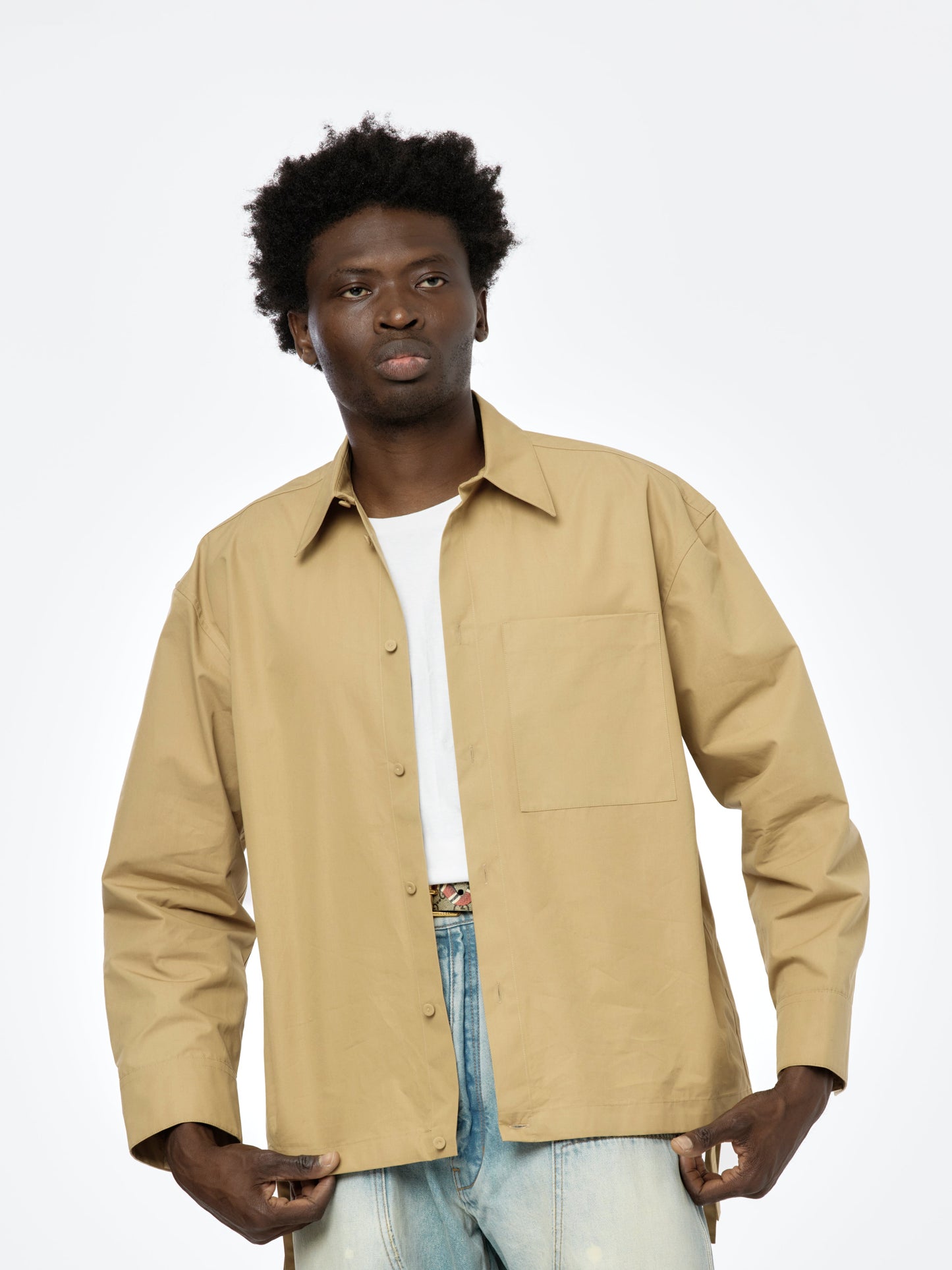 Oversized Drawstring Shirt (Clay)