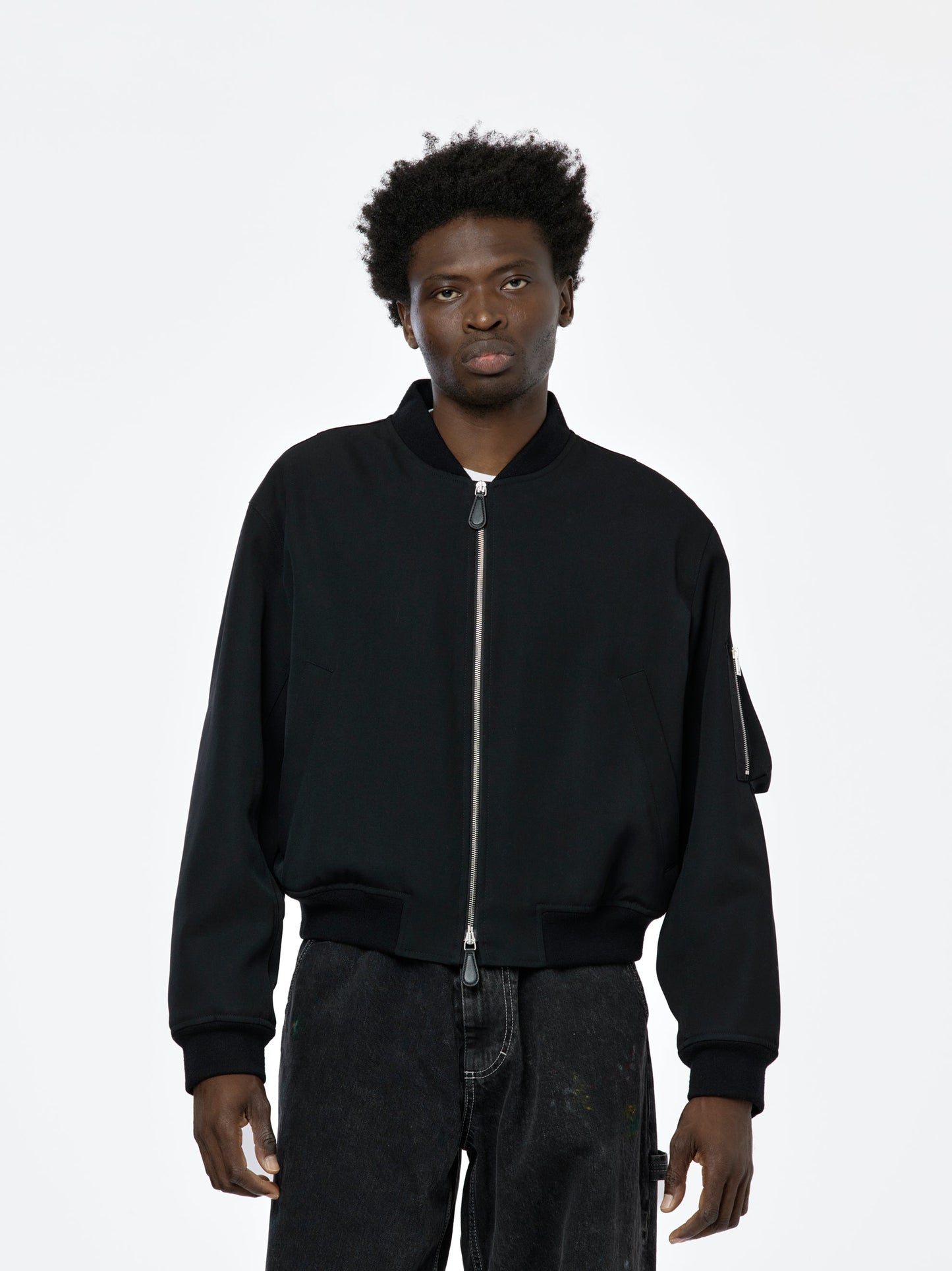 Rib Collar Blouson Jacket (Black)