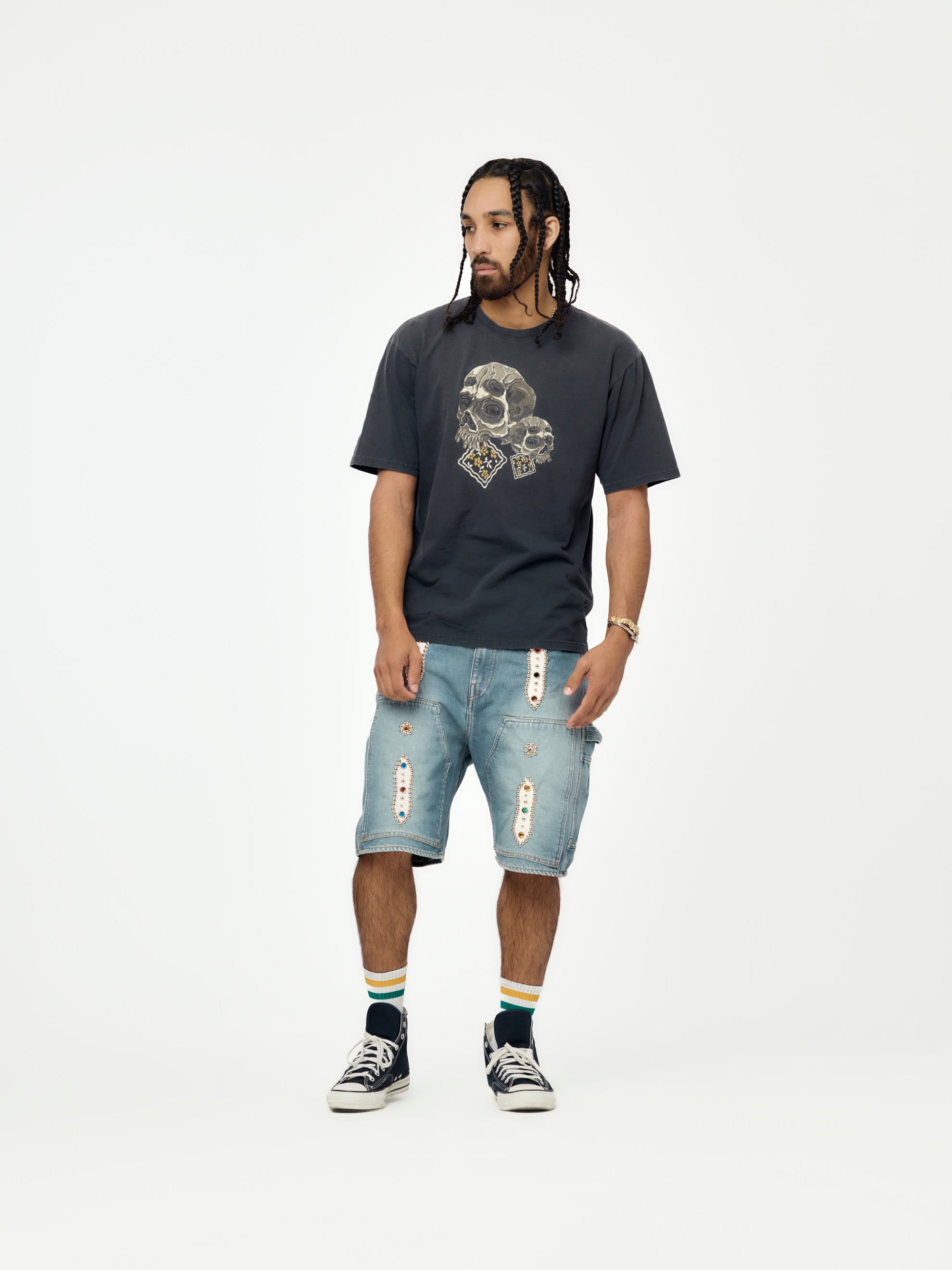 34 kapital studs shorts キャピタル スタッズ デニム KAPITAL】STUDS REMAKE DENIM SHORTS 34 - メルカリ
