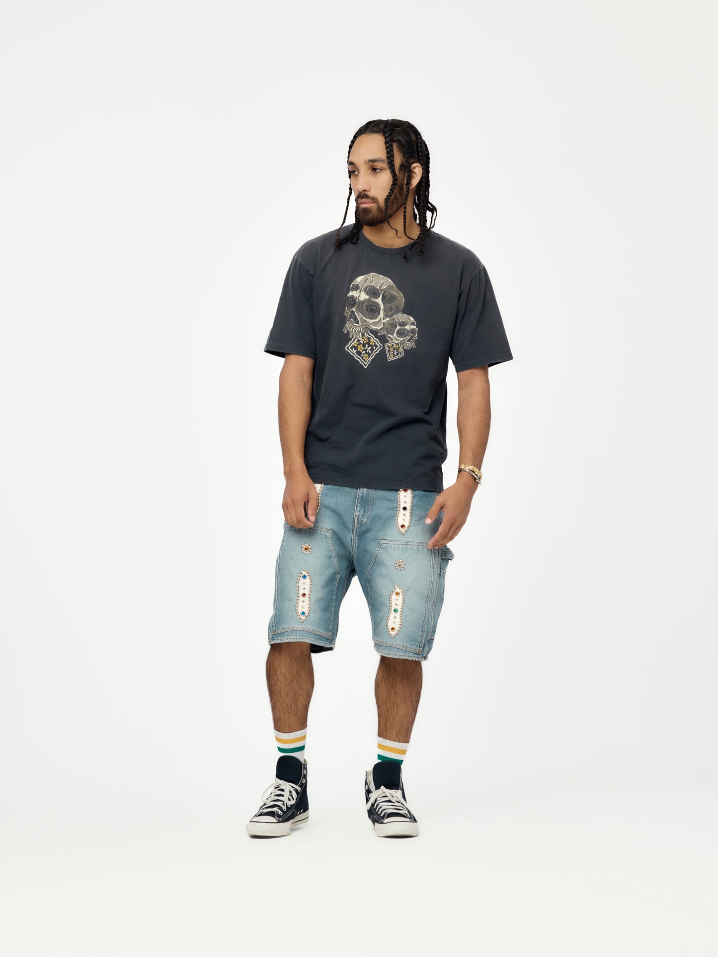 14oz Denim Studs Remake Shorts