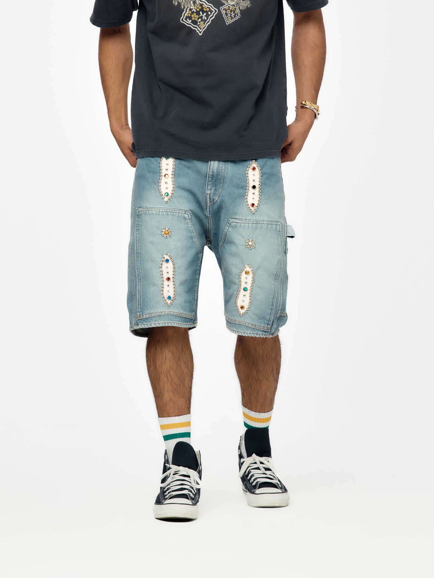 14oz Denim Studs Remake Shorts