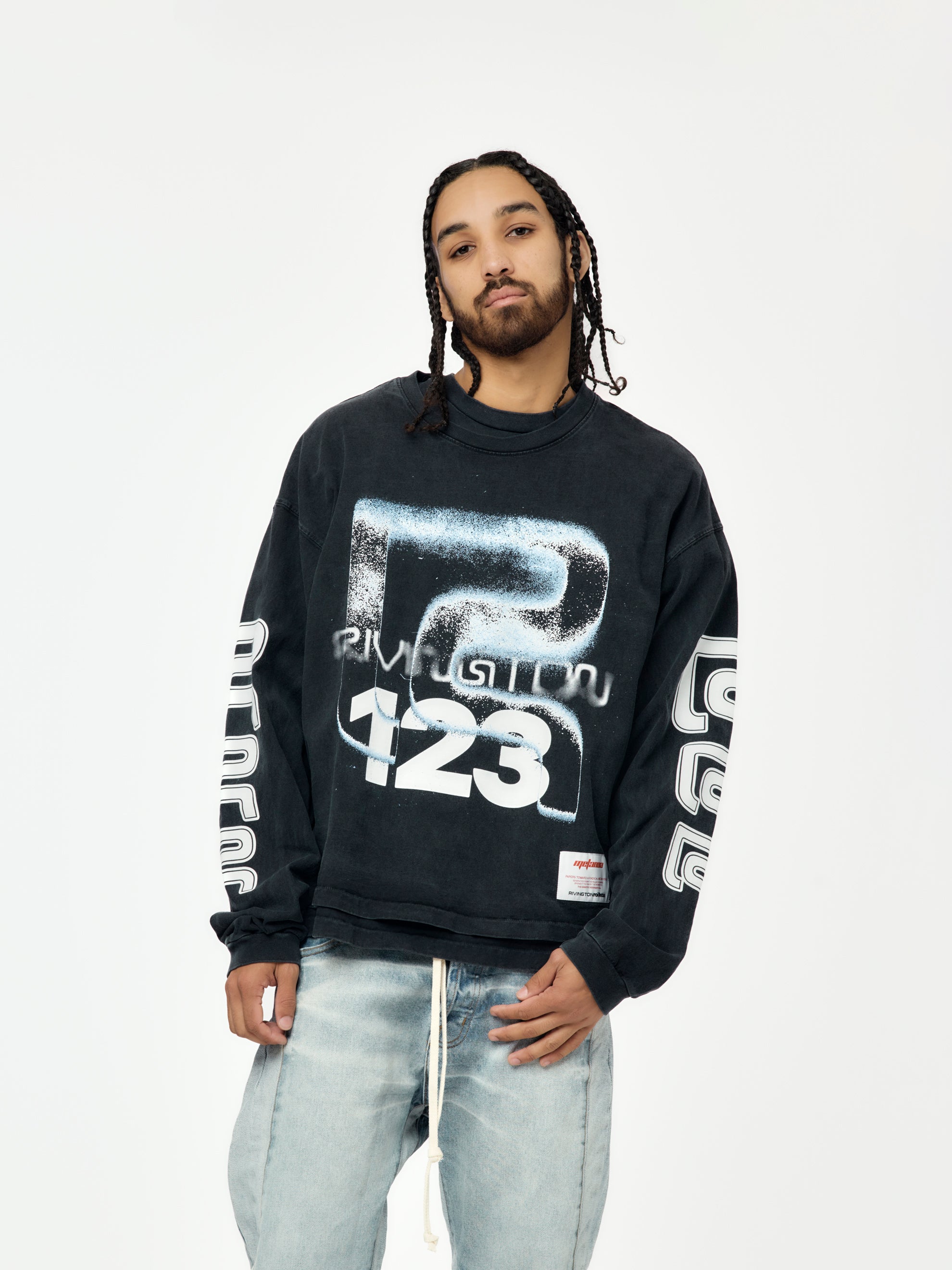 RRR123 Meta Alma CVA LS Tee (Vintage Black/Blue) - UNION LOS