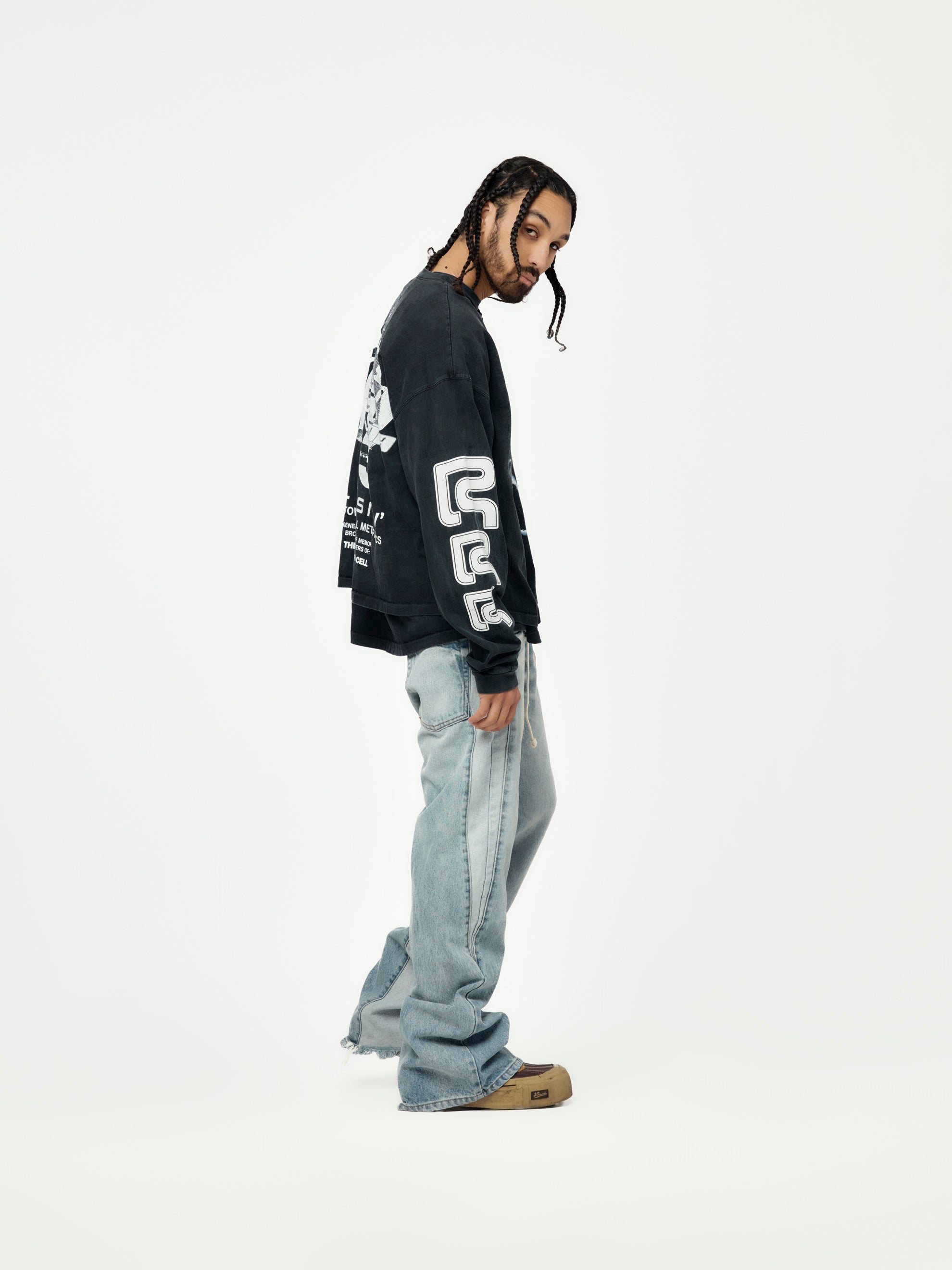 RRR123 Meta Alma CVA LS Tee (Vintage Black/Blue) - UNION LOS ANGELES