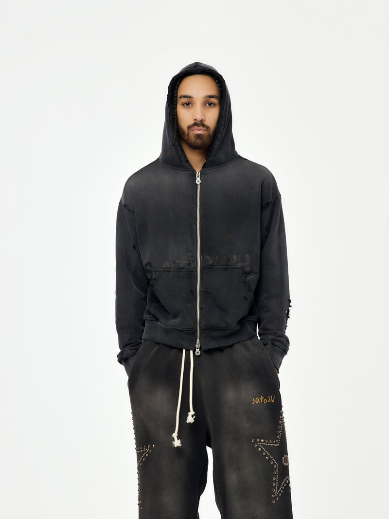 Elliott Zip Up Hoodie (Washed Black)