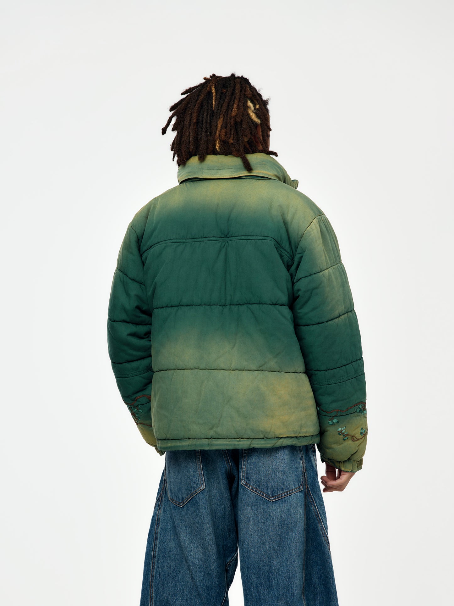 Vintage-Effect Puffer Jacket (Green)