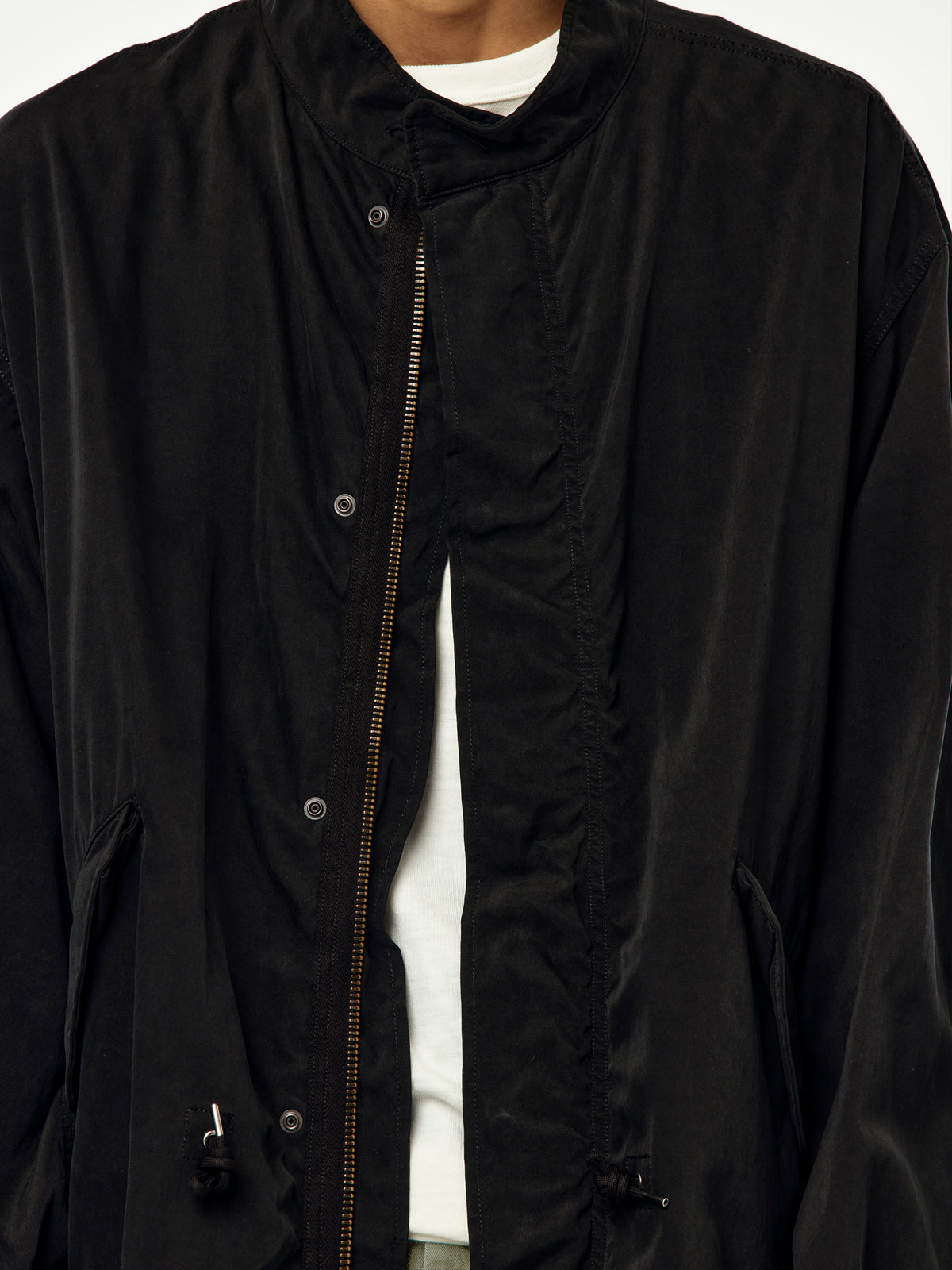 A.PRESSE Vintage Washed Silk Cotton M-65 Field Parka (Sis) (Black)