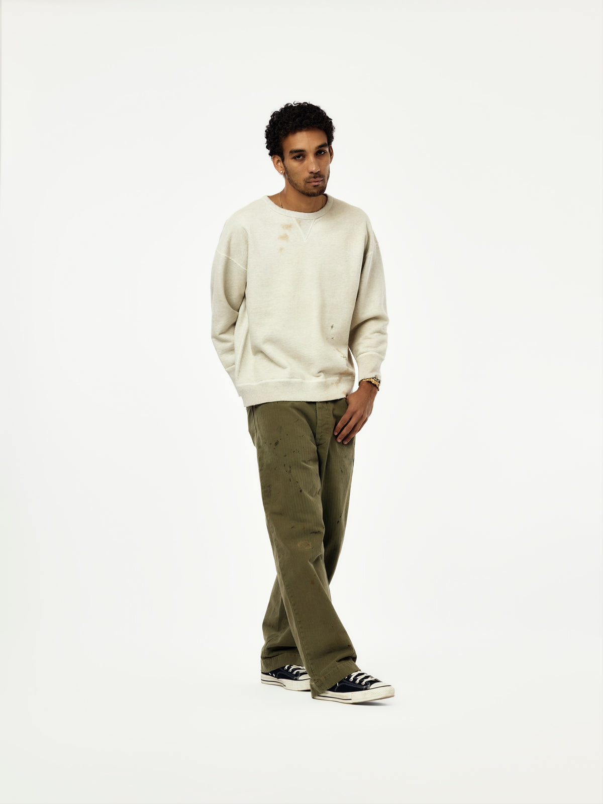 Repaired Double V Sweatshirt (Oatmeal)