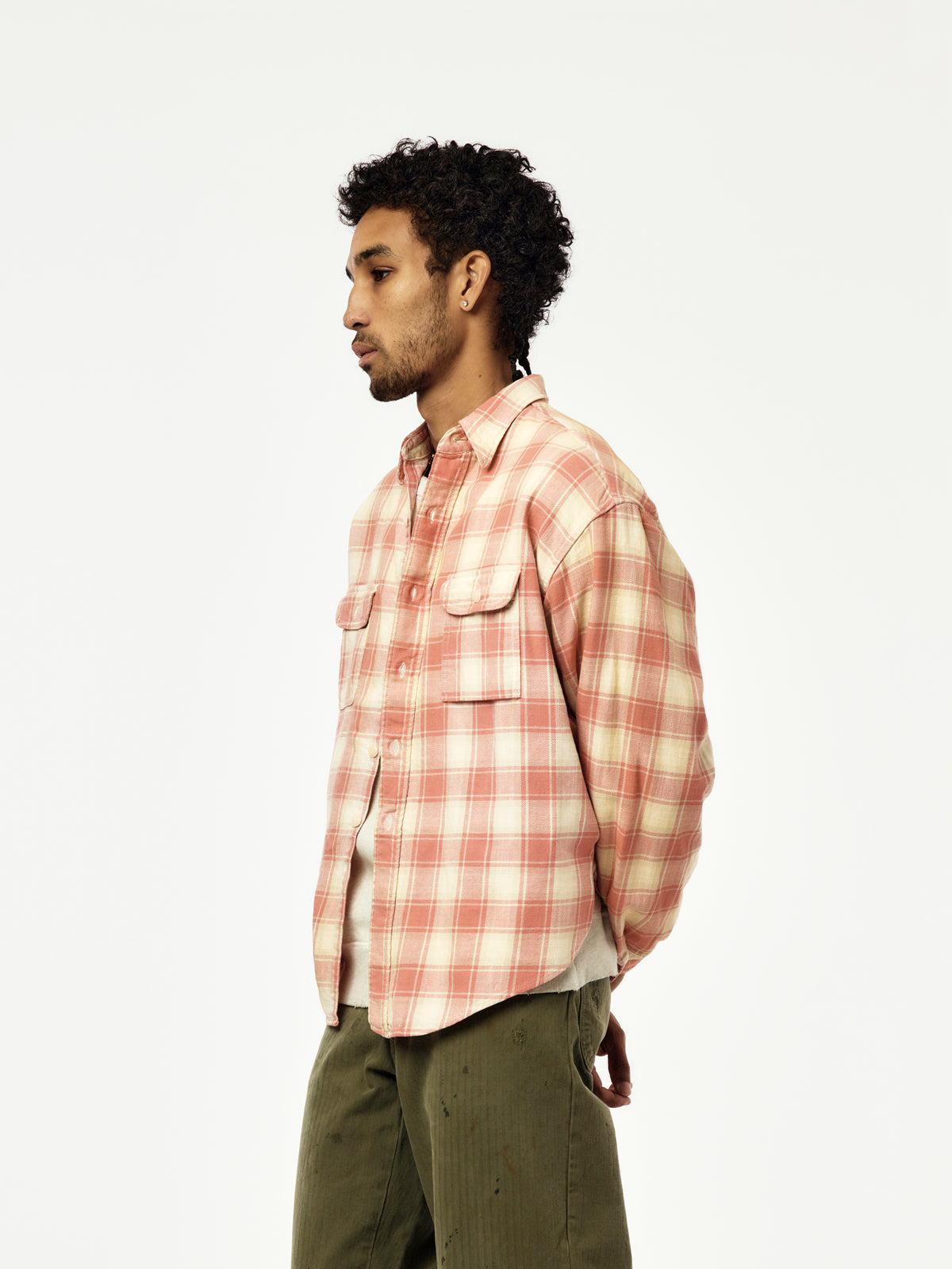 Repaired Cig Pocket Shirt (Pink/O.White/Gray)