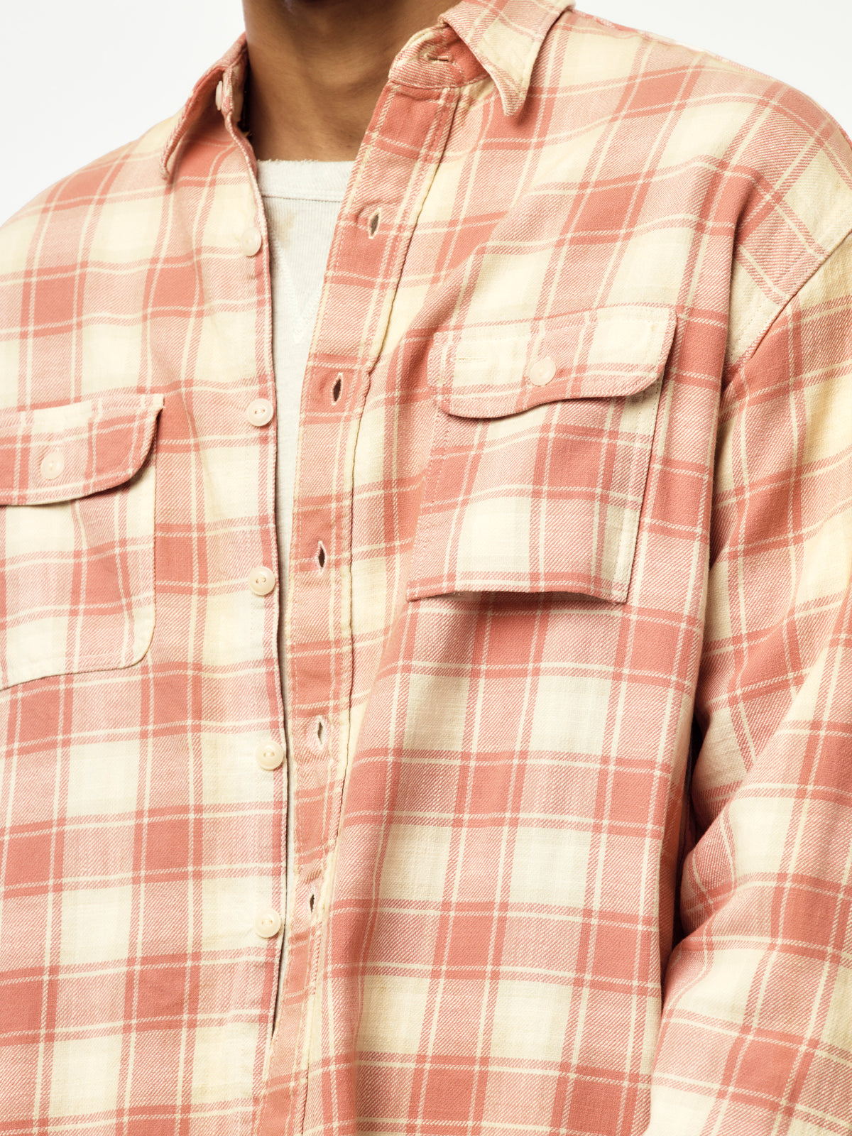 Repaired Cig Pocket Shirt (Pink/O.White/Gray)