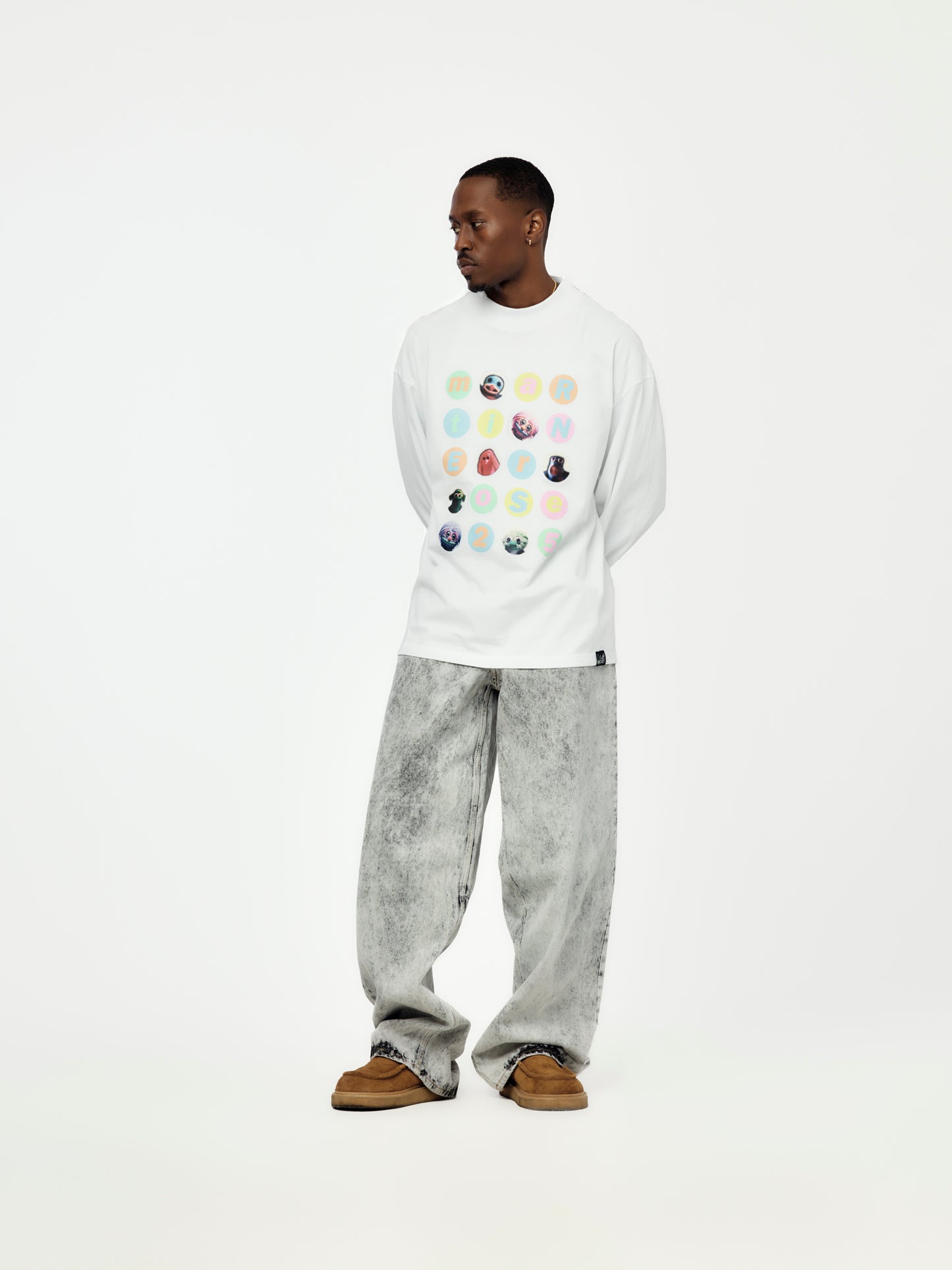 Funnel Neck L/S T-Shirt (White)