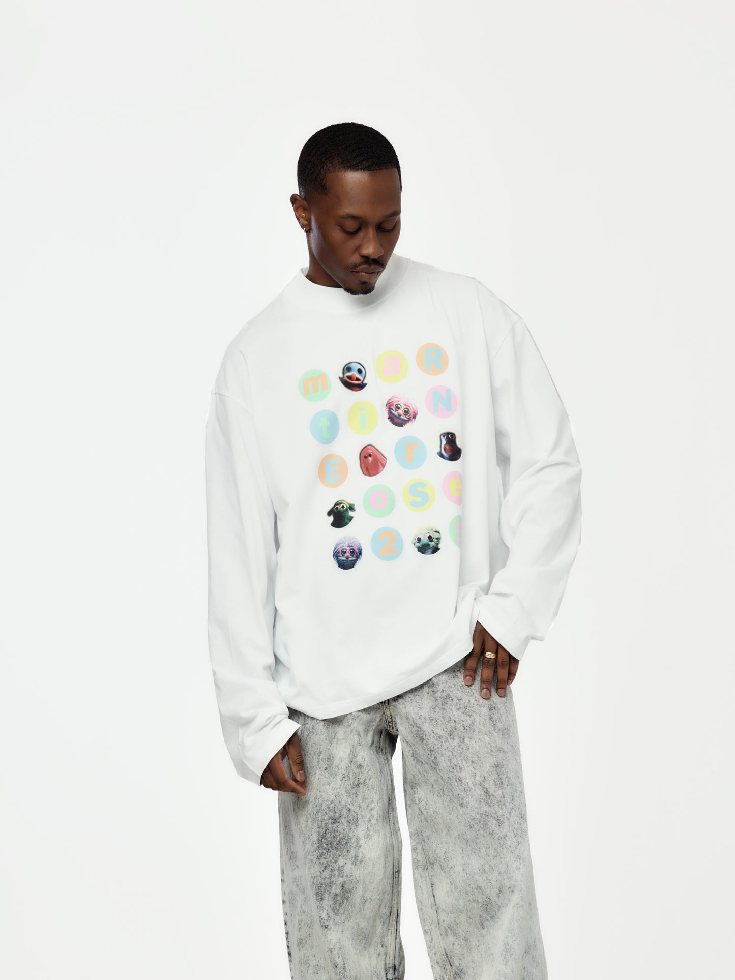 Funnel Neck L/S T-Shirt (White)