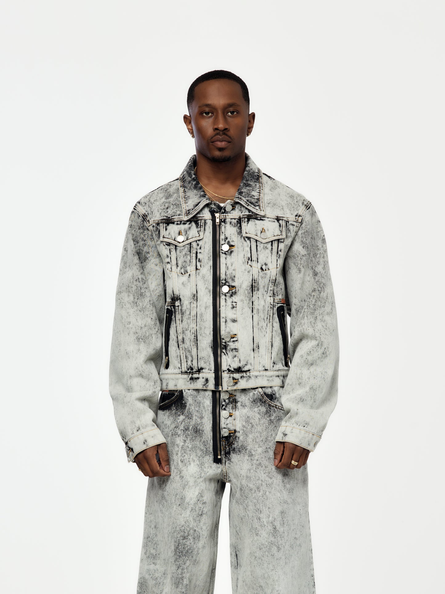 Zip Front Denim Jacket (Grey)