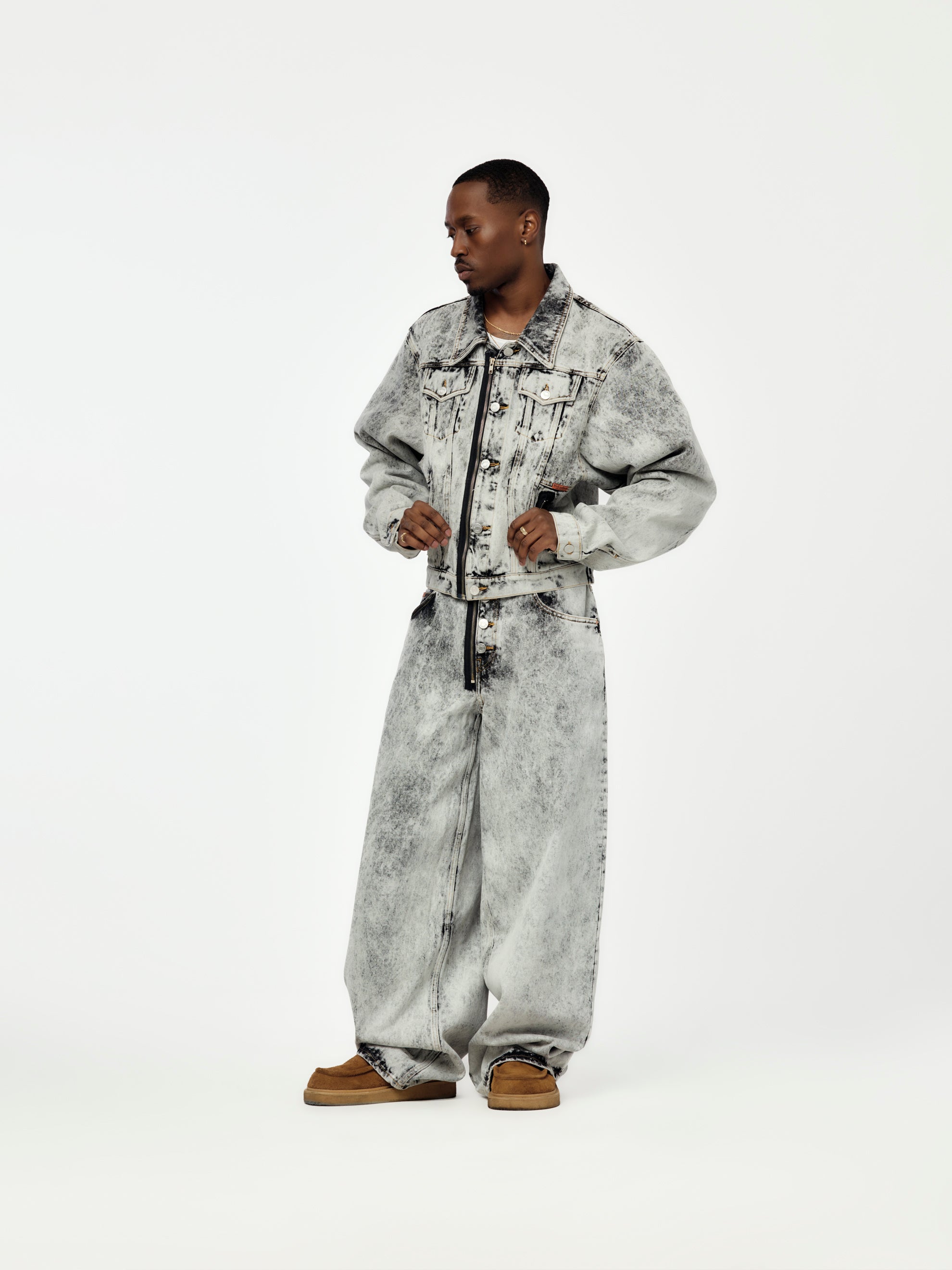 Martine Rose Zip Front Denim Jacket (Grey) - UNION LOS ANGELES