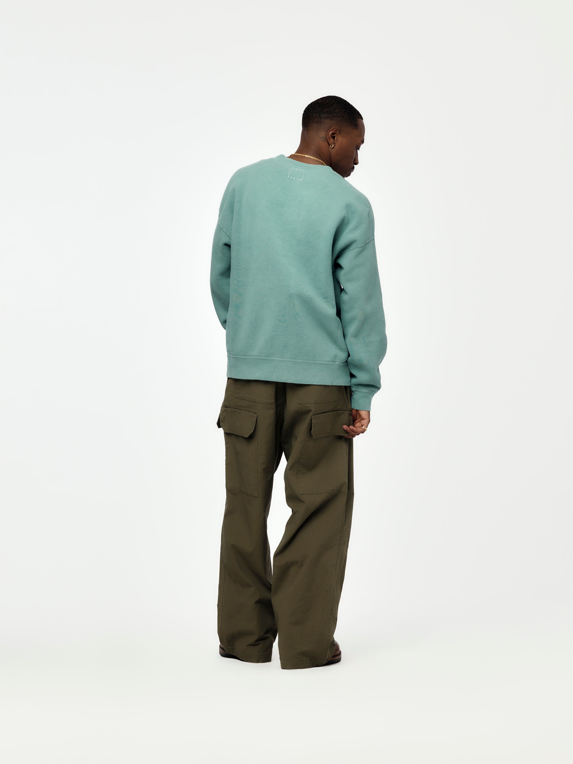 Visvim JUMBO SB SWEAT L/S DMGD (Green) - UNION LOS ANGELES