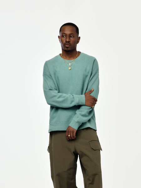 Visvim JUMBO SB SWEAT L/S DMGD (Green) - UNION LOS ANGELES