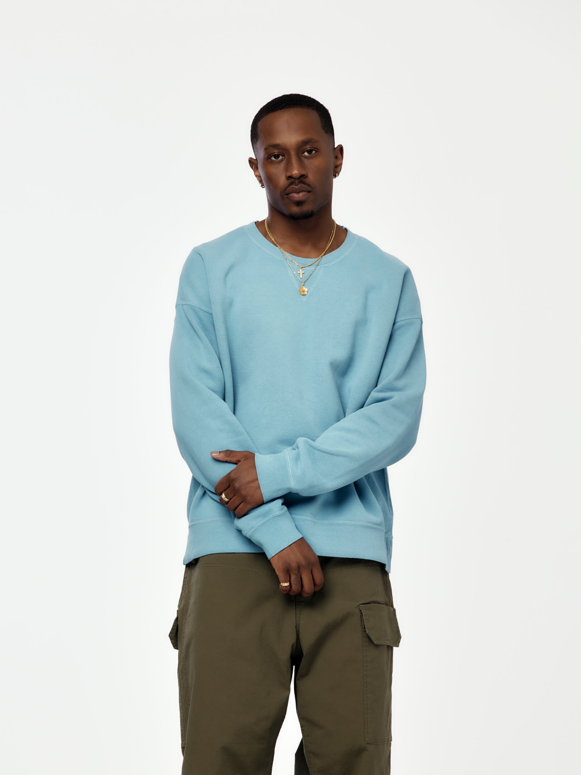 Visvim JUMBO SB SWEAT L/S DMGD (Lt. Blue) - UNION LOS ANGELES
