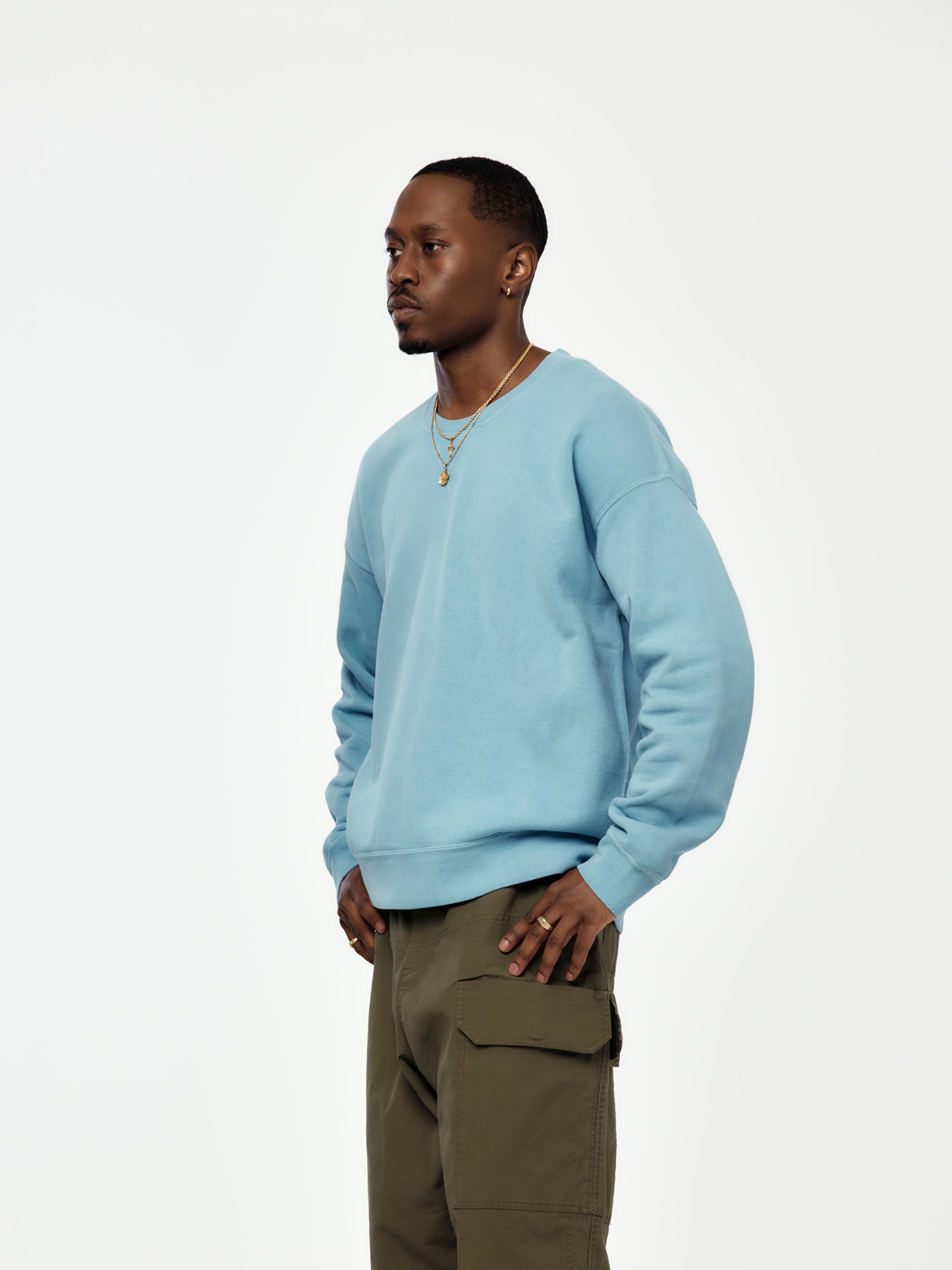 Visvim JUMBO SB SWEAT L/S DMGD (Lt. Blue) - UNION LOS ANGELES