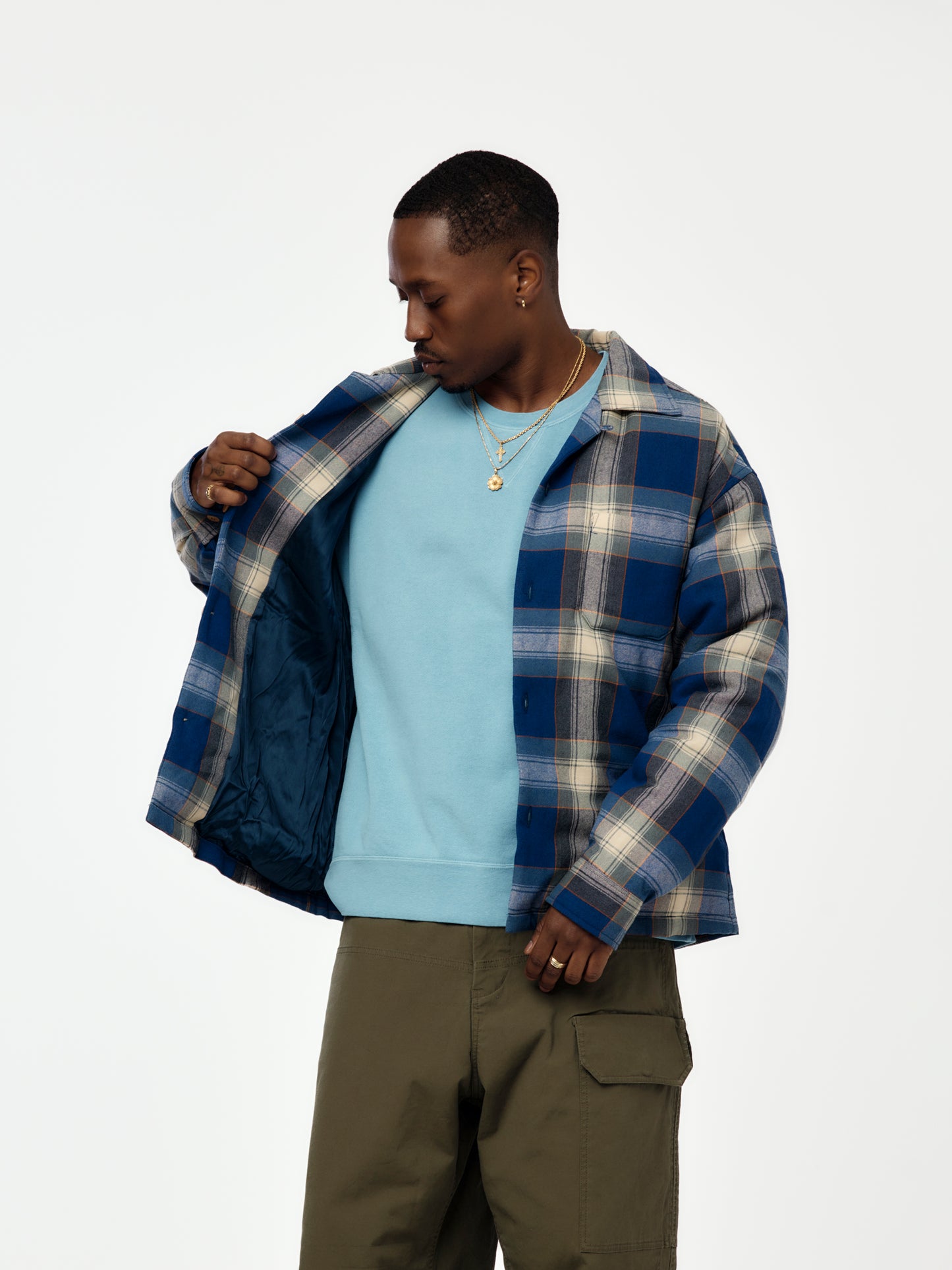 KEESEY CHECK DOWN JACKET (Blue)