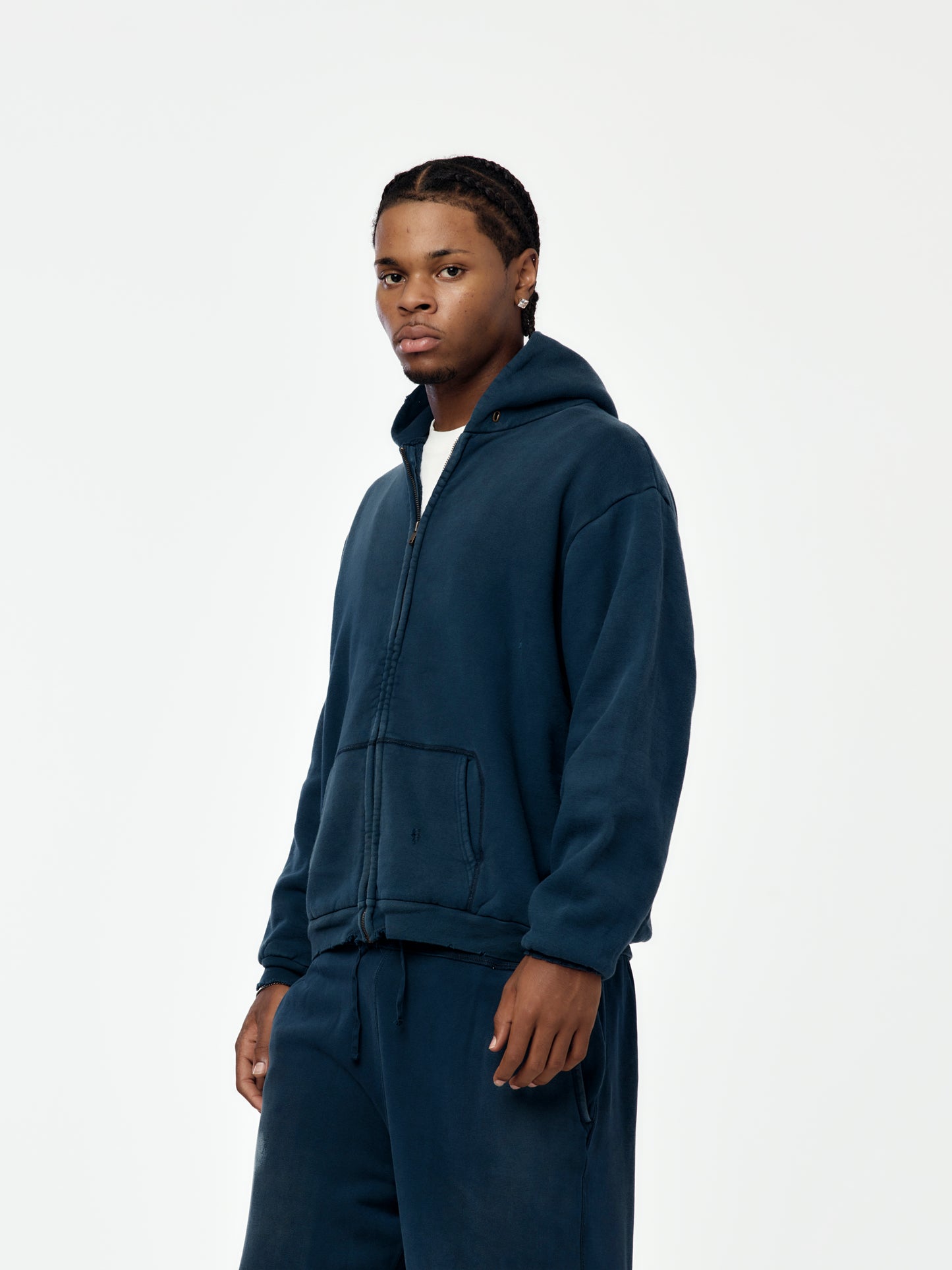 Vintage Zip Sweat Hoodie (Navy)