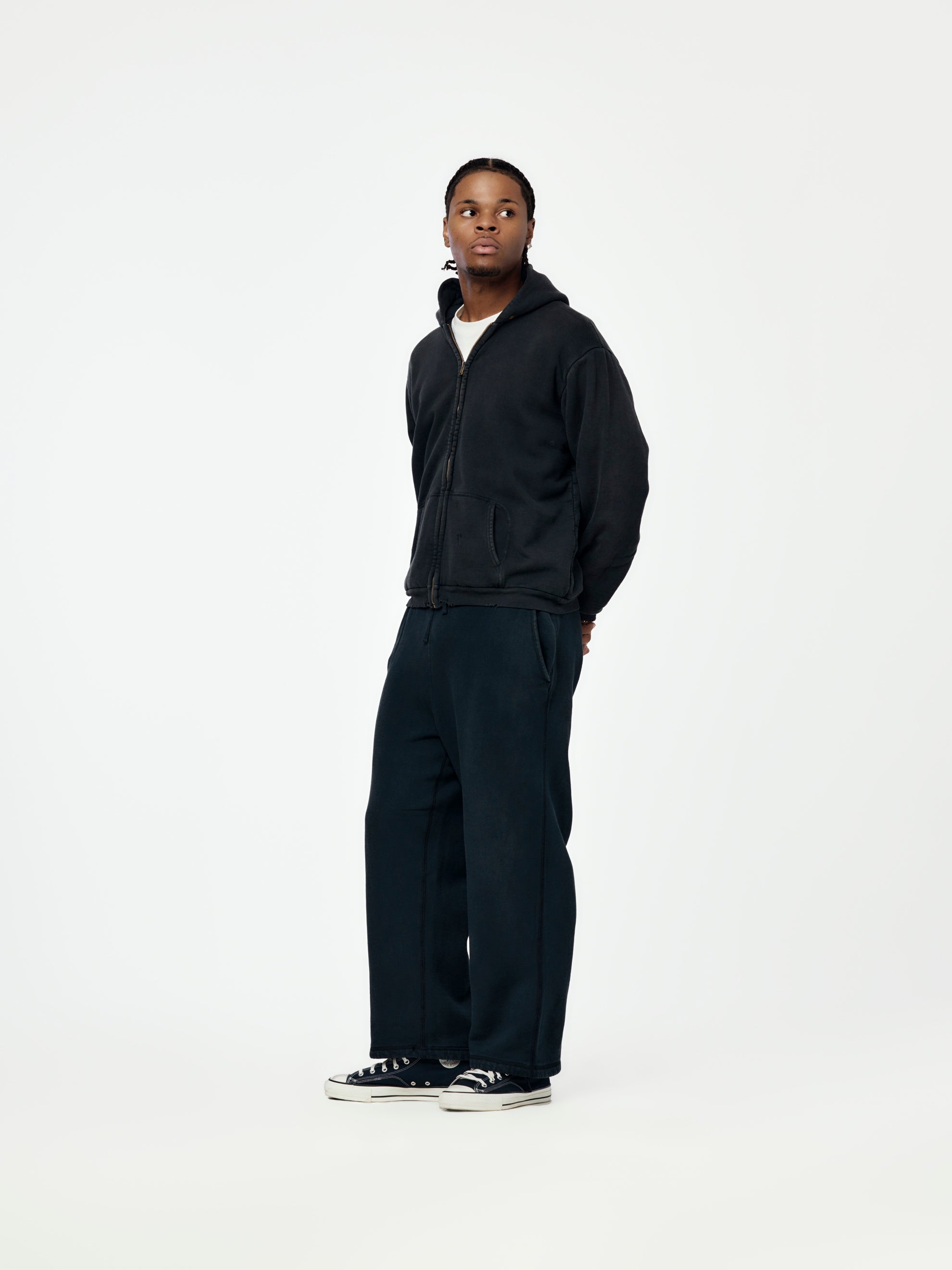 A.PRESSE Vintage Zip Sweat Hoodie (Black) - UNION LOS ANGELES