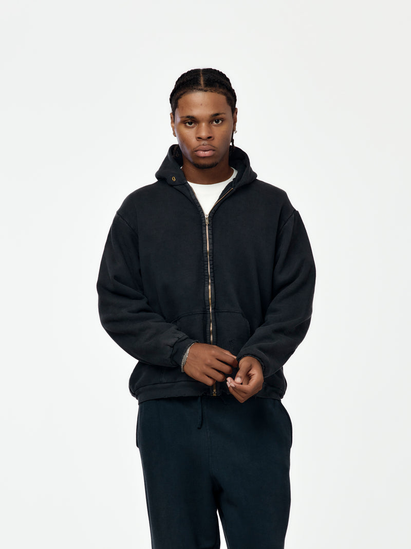 Vintage Zip Sweat Hoodie (Black)