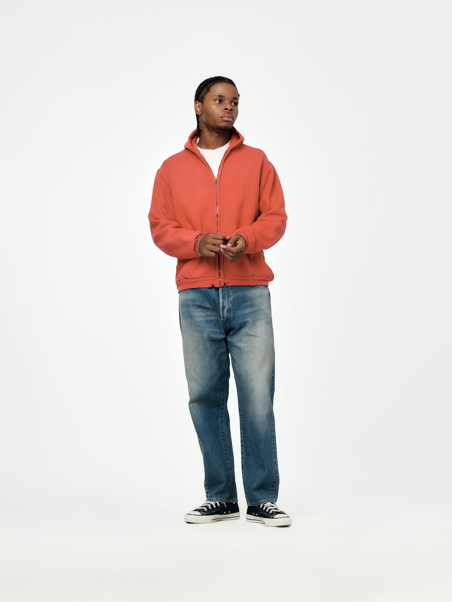 Vintage Zip Sweat Hoodie (Red)