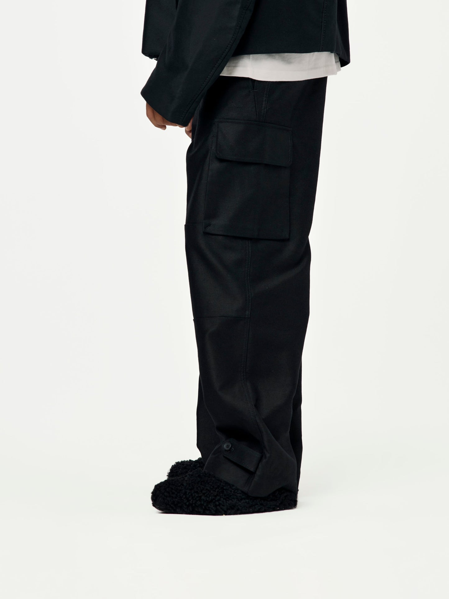 Organic Cotton Moleskin Cargo Pants (Black)