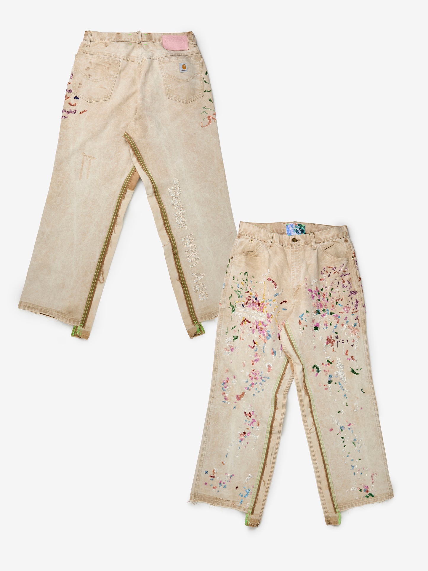 Painter's Hand-Beaded Double-Wide Trouser (Multi)