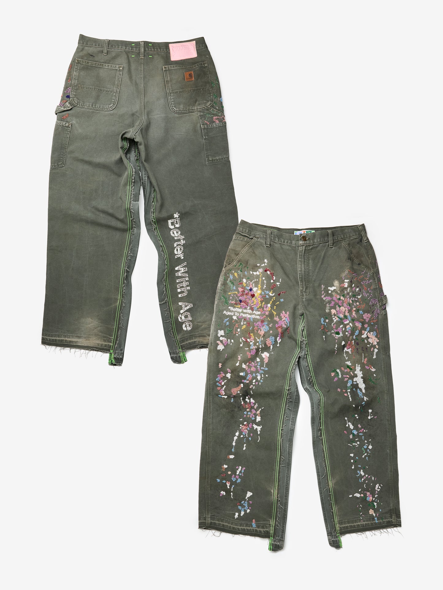 Painter's Hand-Beaded Double-Wide Trouser (Multi)
