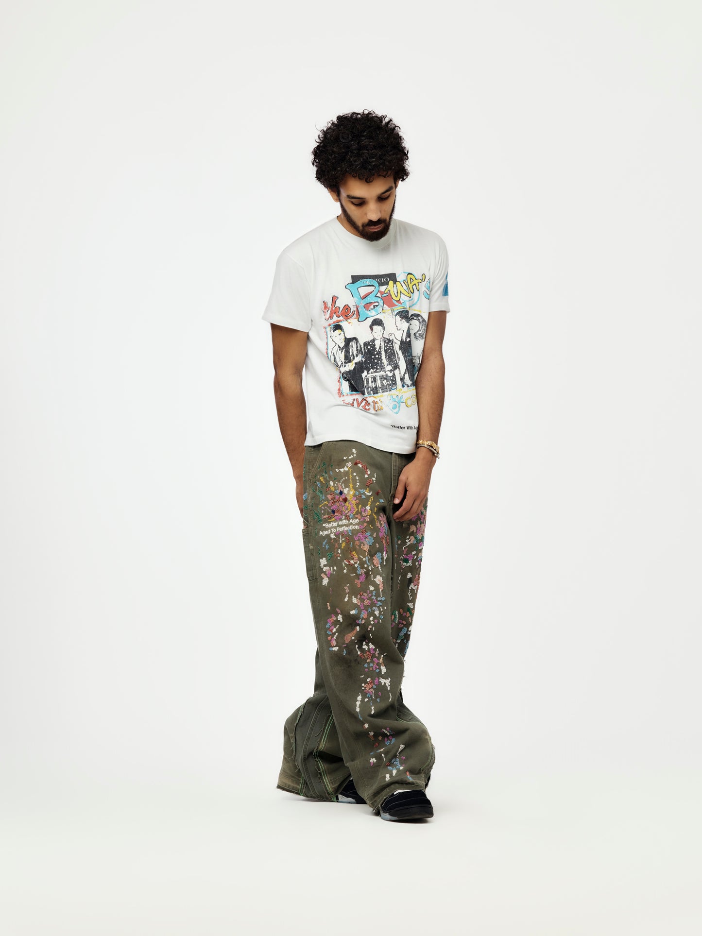 Painter's Hand-Beaded Double-Wide Trouser (Multi)