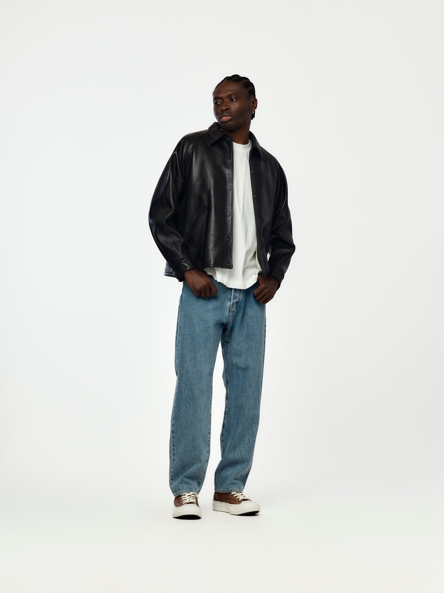 Leather Coach Jacket(Black)