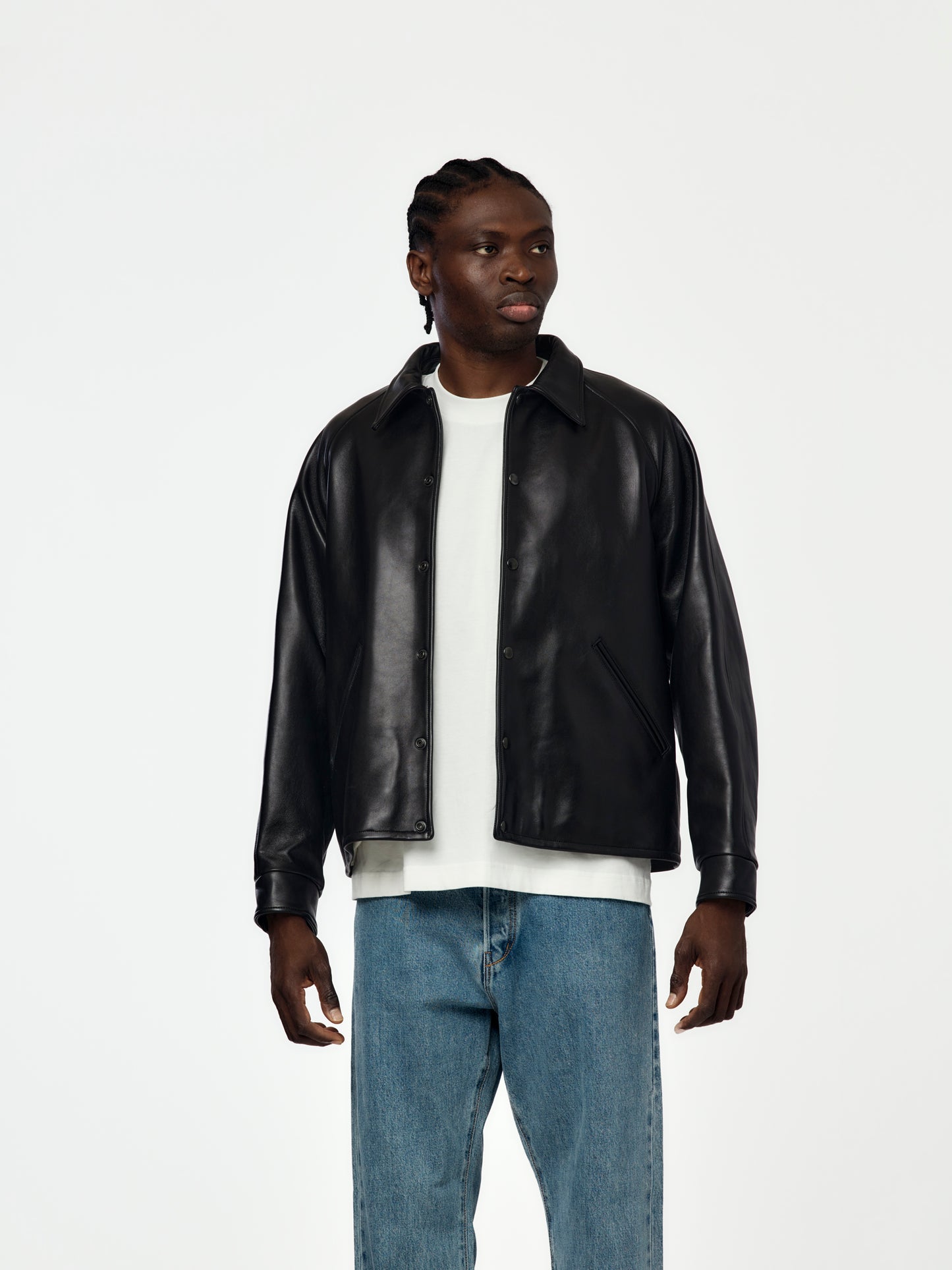 Leather Coach Jacket(Black)