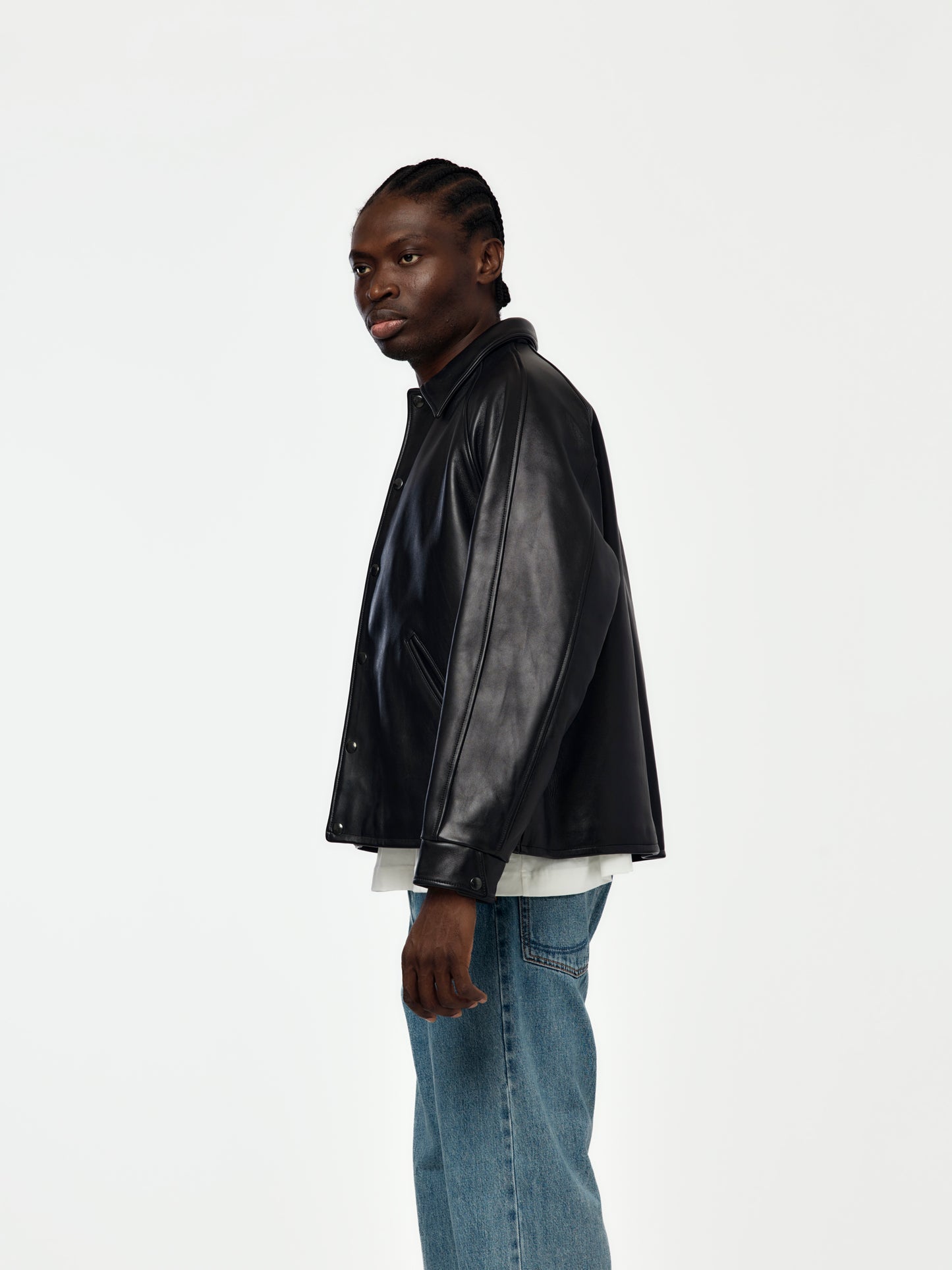 Leather Coach Jacket(Black)