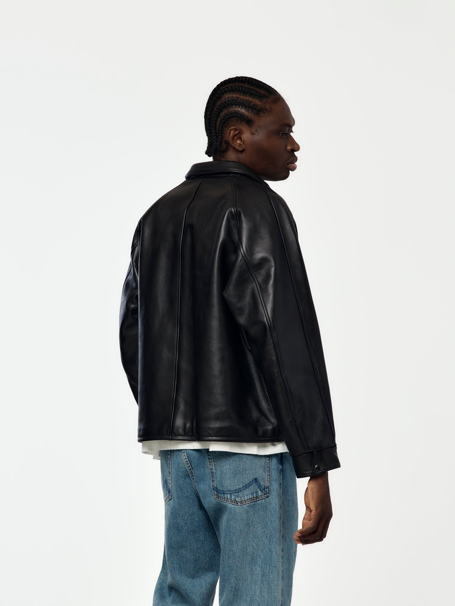 Leather Coach Jacket(Black)