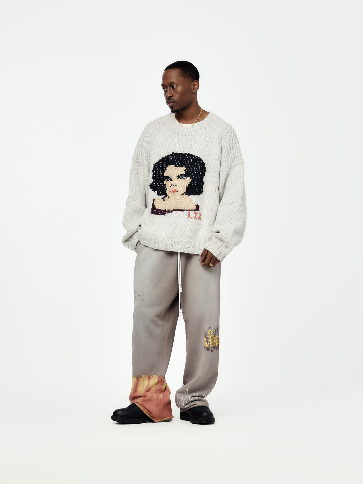 Liz Hand-Knit Sweater (Gray)