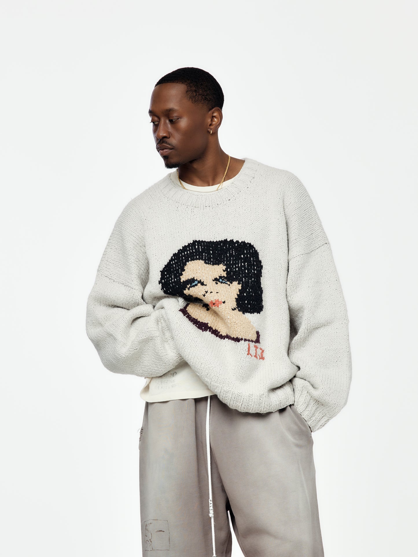 Liz Hand-Knit Sweater (Gray)