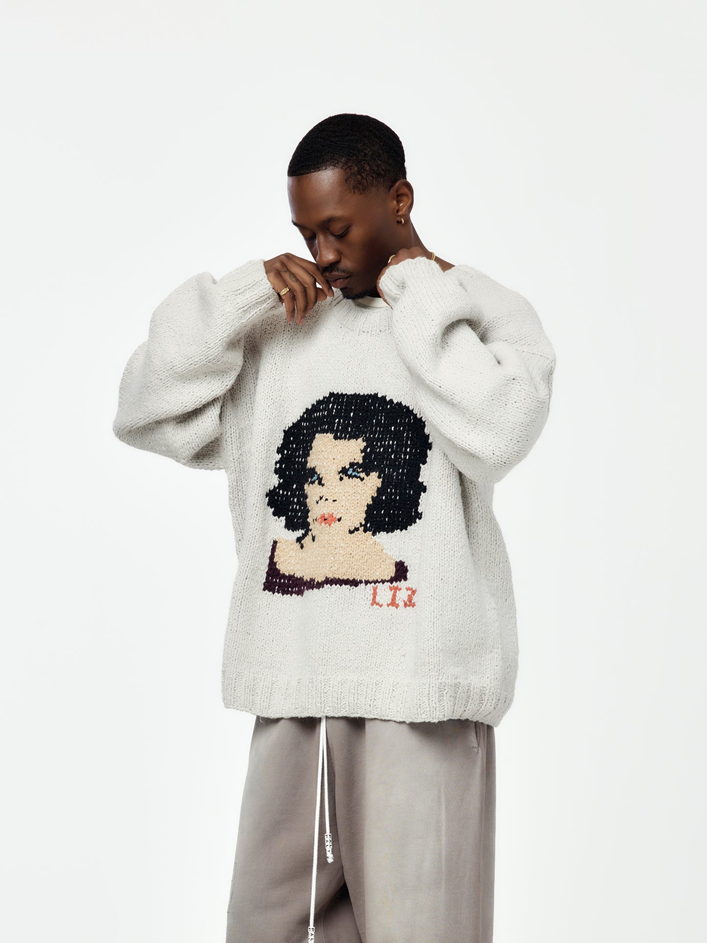 Liz Hand-Knit Sweater (Gray)