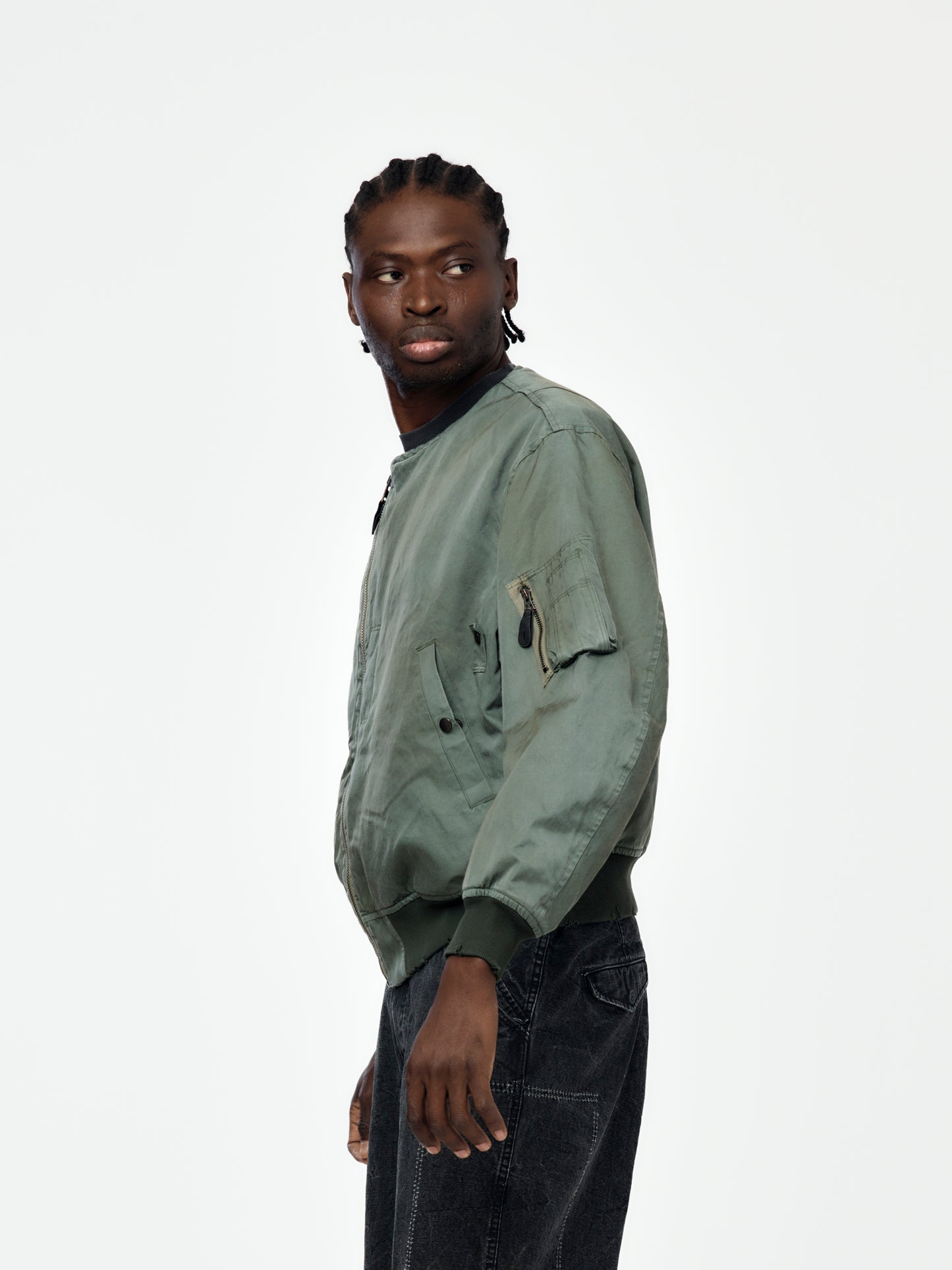 Vintage Silk Flight Custom Jacket (Sage)
