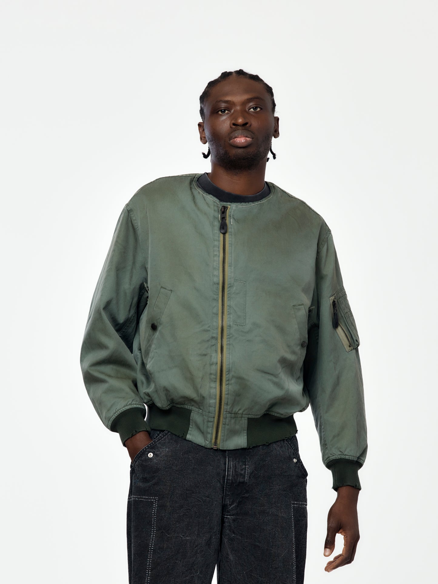 Vintage Silk Flight Custom Jacket (Sage)