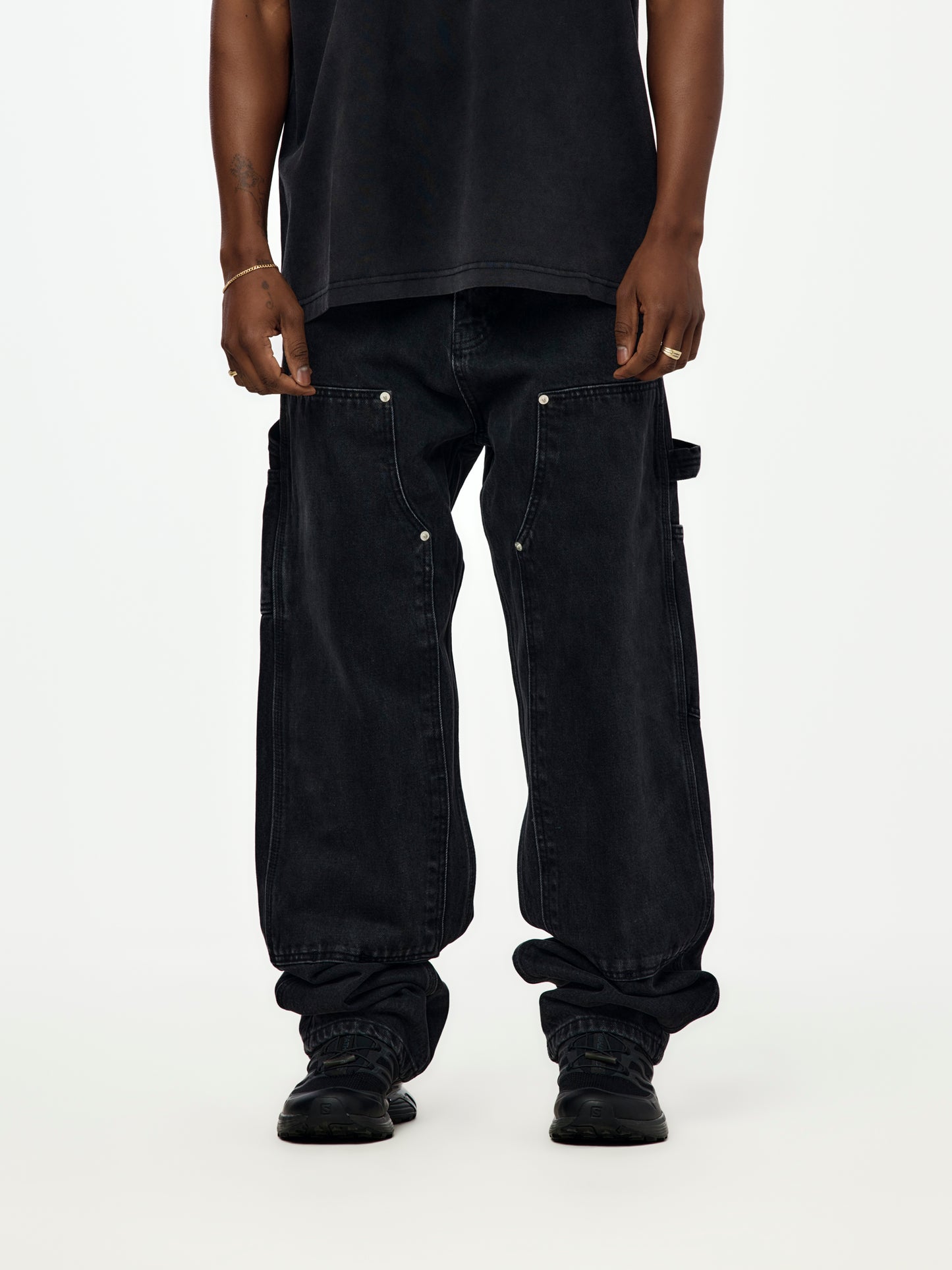 Patta Double Knee Denim Pants (Black Denim)